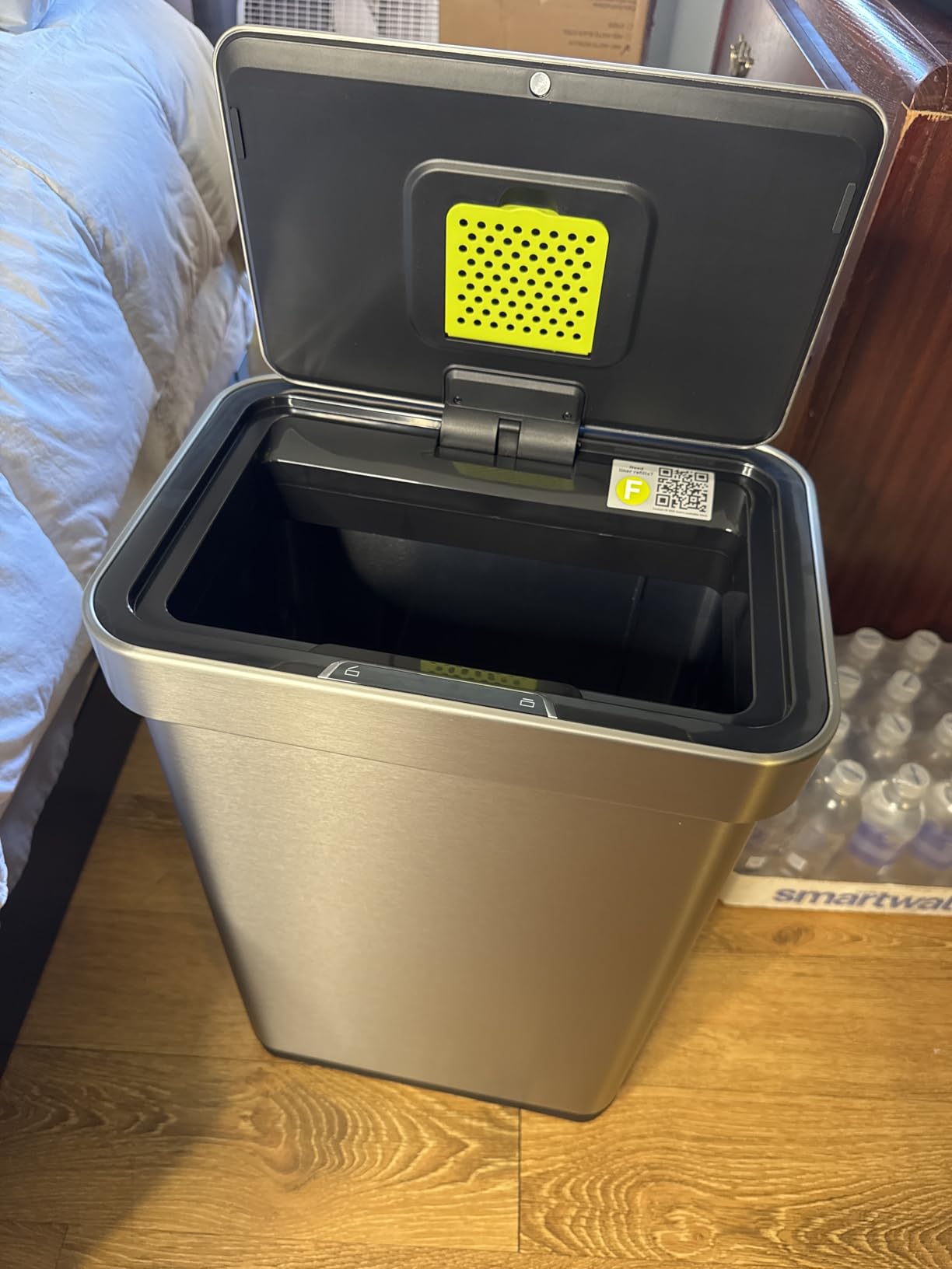 EKO Deluxe Mirage-T 50 Liter / 13.2 Gallon Touchless Rectangular Motion Sensor Trash Can or Recycling Bin, Matte Stainless Steel Finish customer photo 1