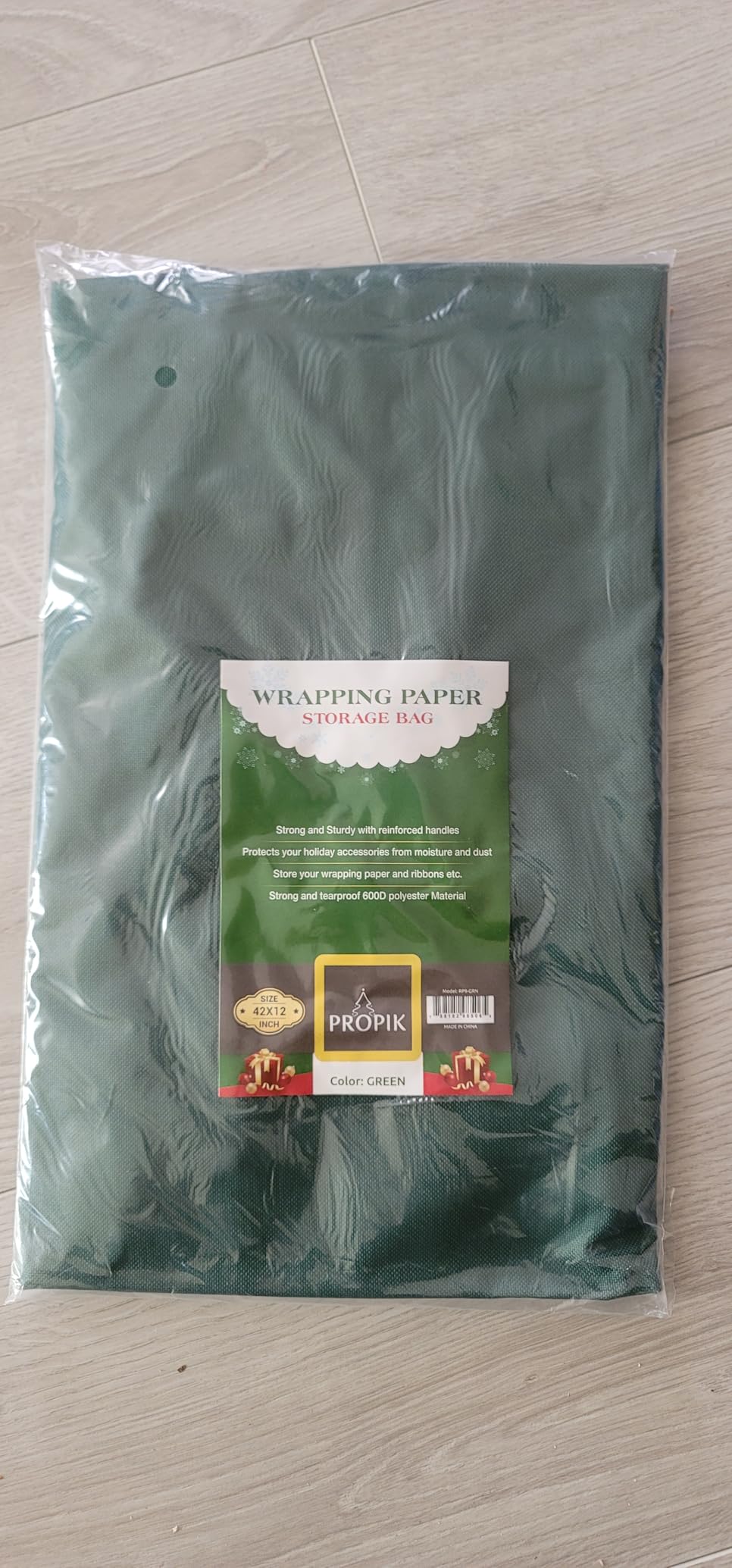 ProPik Gift Wrapping Paper Storage Organizer Bag, Store Up To 25 Rolls 40 Inch, Heavy Duty Polyester plus PVC Clear Bag With Handles And Zippered Top For Holiday Gift Wrap And Ribbons (Grey) customer photo 1