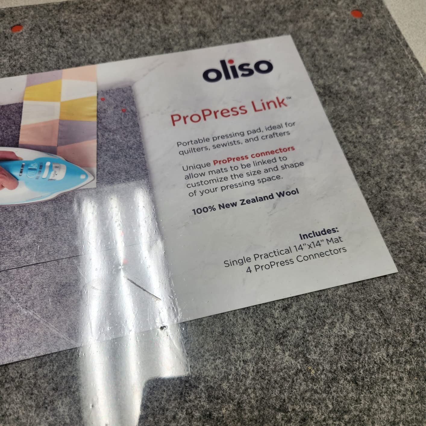 oliso MultiMat Wool Pressing Mat - 14 in x 14 in for Quilting | 100% New Zealand Fiber, 1/2 in Thick, Ironing Pad, Sewing Supply, Portable, Felted customer photo 2