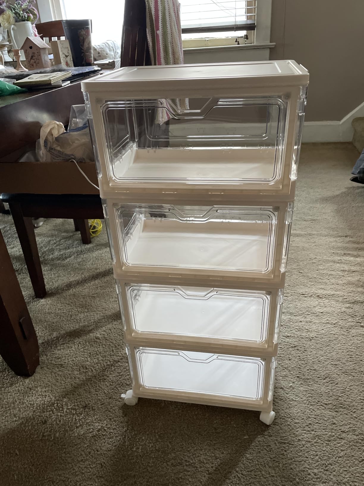 Kmiectse Clear Storage Bins with Lids 3 Pack [Stackable & Sturdy] | Plastic Multifunctional Folding Storage Bins for Bedroom, Living Room, Study,Room, 23 QT Folding Box with Magnetic Door customer photo 1