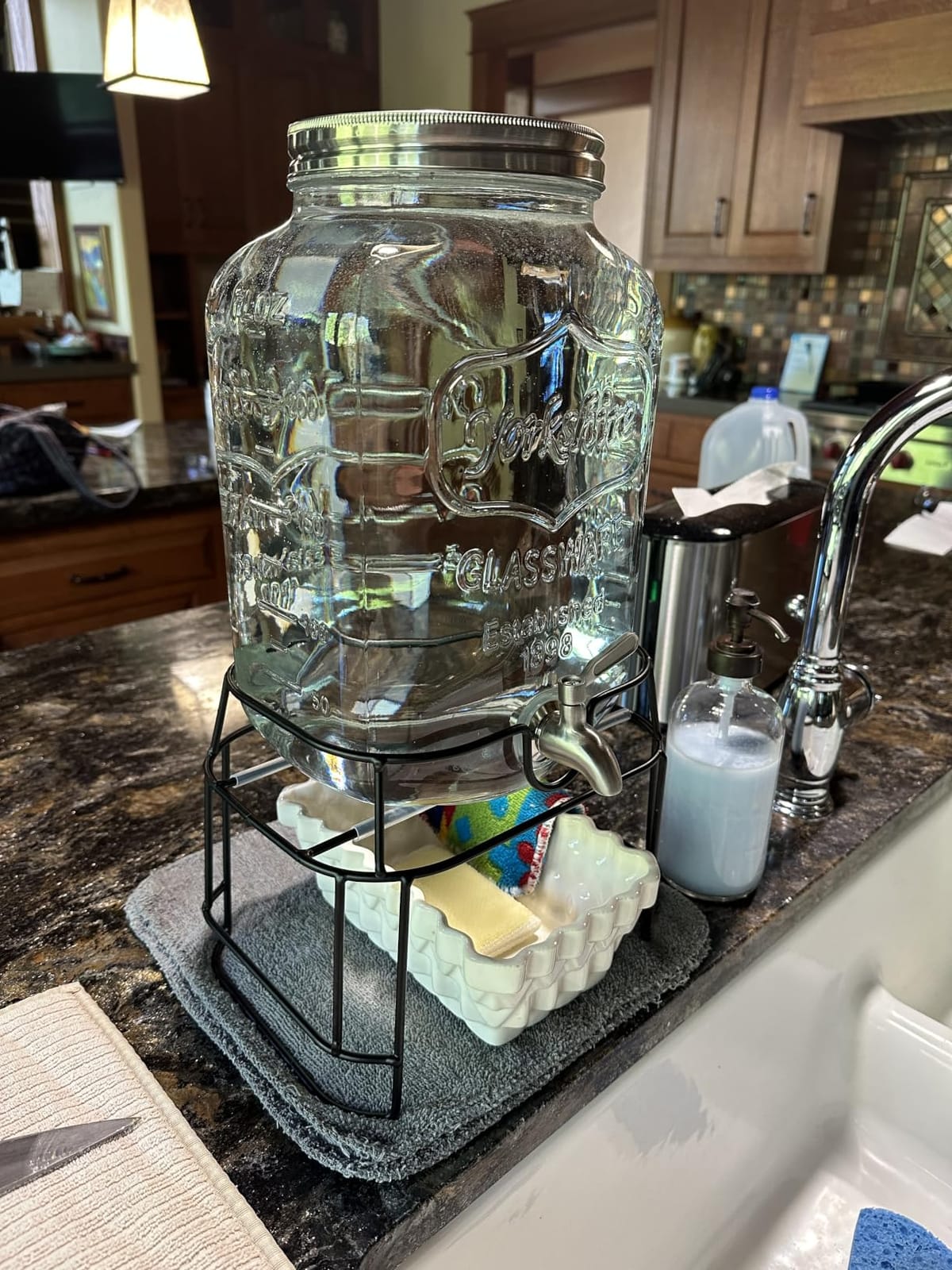 1 Gallon Glass Drink Dispensers For Parties 2PACK | Beverage Dispenser, Glass Drink Dispenser With Stand And Stainless Steel Spigot 100% Leakproof, Lemonade Dispenser With Ice Cylinder customer photo 2