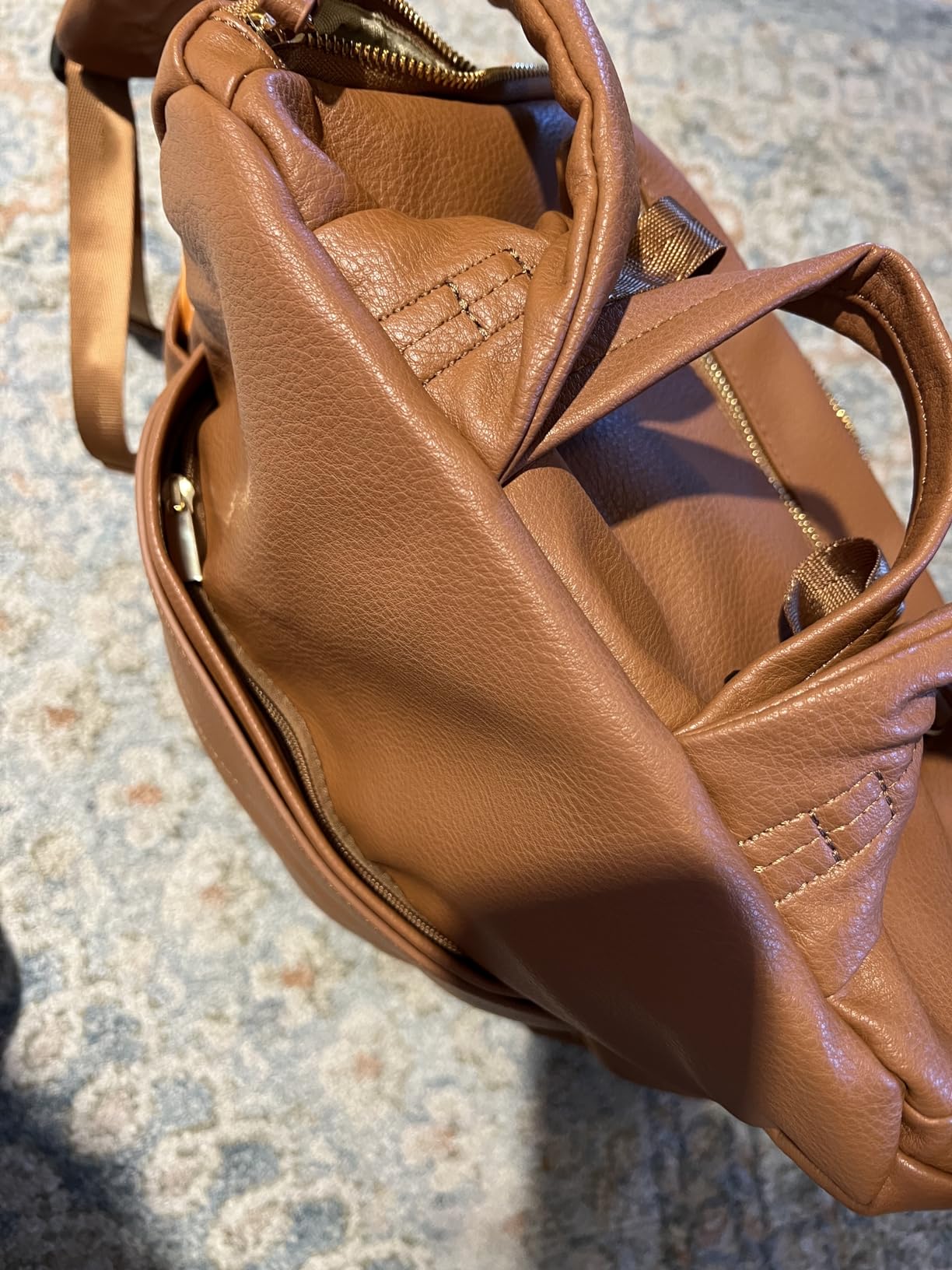 Omanmoli Diaper Bag Backpack Large Baby Diaper Bag Leather with 17 Diaper Bag Organizing Pouches,Changing Pad,Stroller Straps,4 Insulated Pockets,Brown customer photo 2