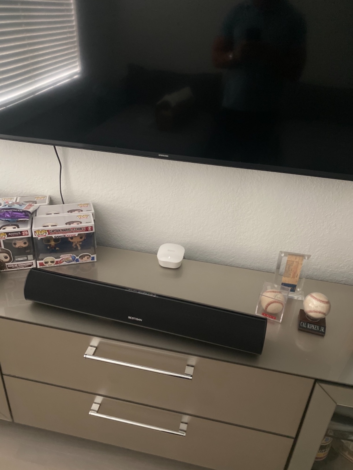 Bestisan Sound Bars for TV, 16'/50W Small Soundbar for TV, Sound Bar with Depths Sound Enhanced/DSP/Bass+/3EQ, Surround Sound Speakers for TV Works with HDMI ARC/CEC,Optical/BT/PC … customer photo 2