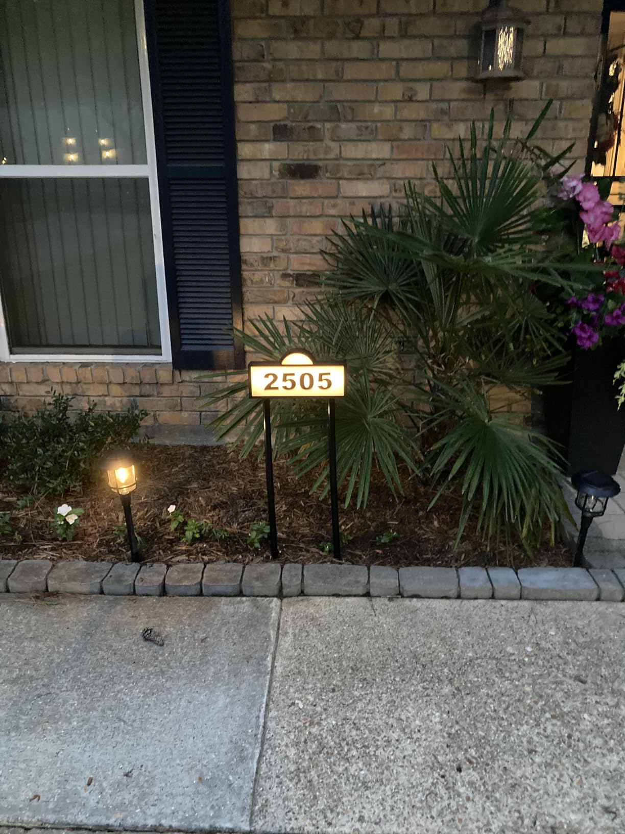 Solar House Numbers Address Sign, IP65 Waterproof Solar Address Plaque for Outside, 3200K Warm & 6500k Cold LED Illuminated House Numbers for Outdoor Wall Mounted & Home Yard Ground Address Number customer photo 2