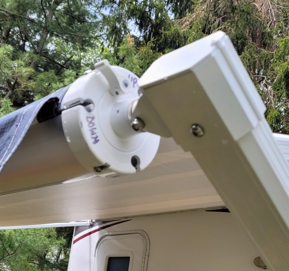 YESCAMP Manual RV Awning Complete Kit Retractable Camper Awning for RV or Trailers RV Roll Out Awning for Camper or 5th Wheel,Travel Trailers,Toy Haulers,Motohome(10Ft,White Frame,Grey Fade) customer photo 2