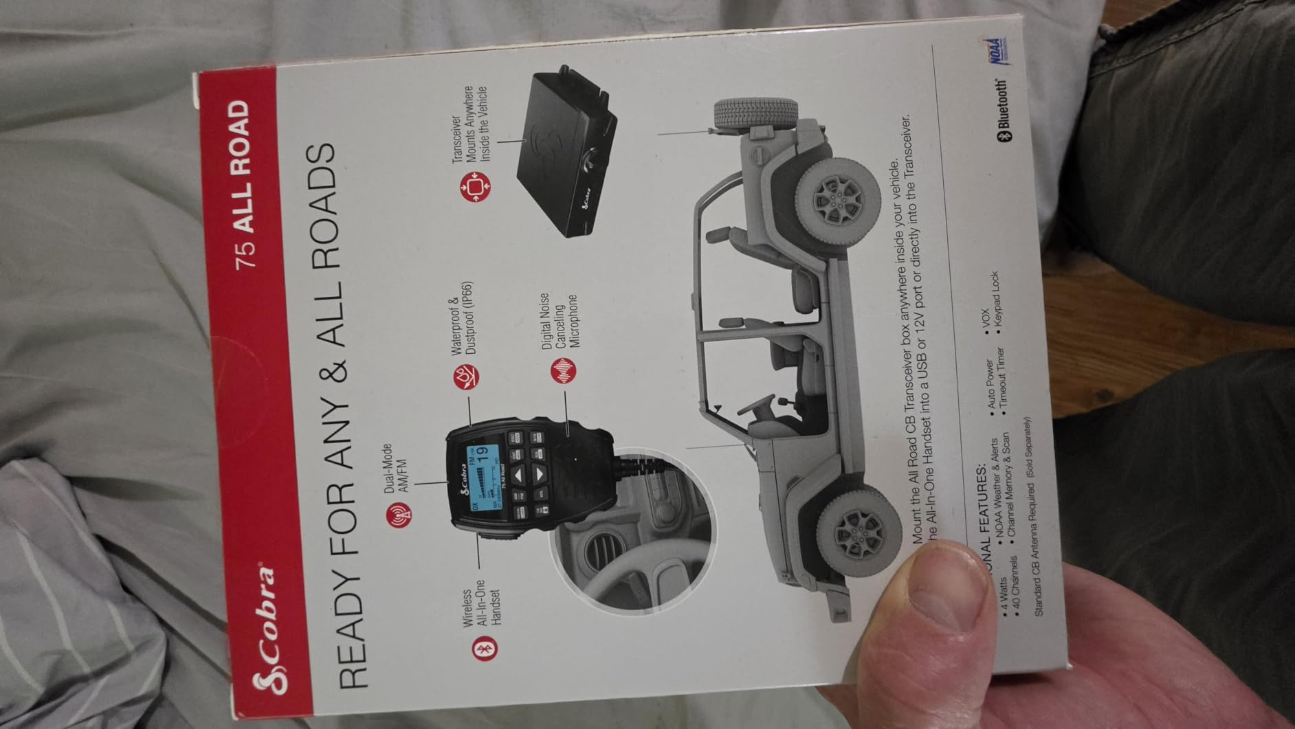 Cobra 75 All Road Wireless CB Radio, Dual-Mode AM/FM, Full 40 Channels | Bluetooth Connectivity, Digital Noise Cancellation, Waterproof, Instant Channel 9, 4-Watt Output, Easy to Operate, Black customer photo 1