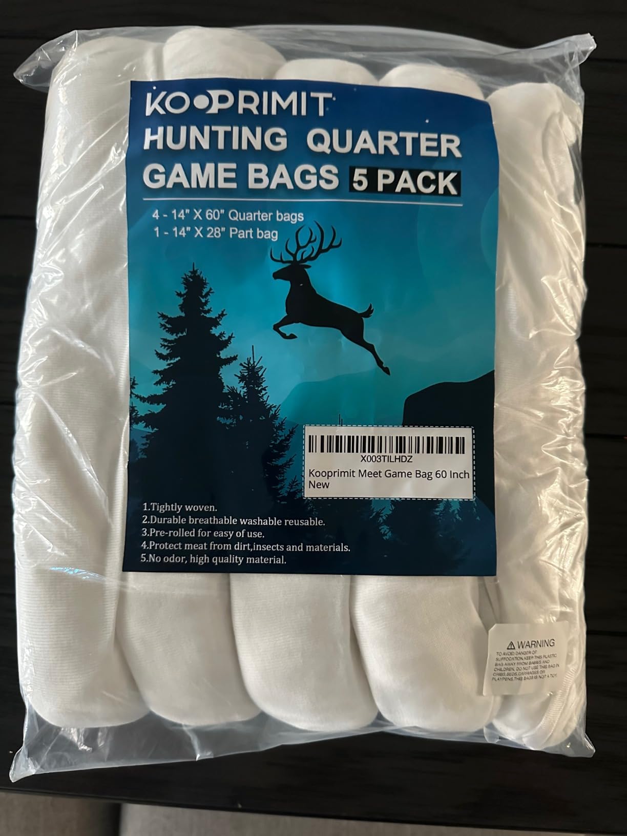 Game Bags Elk, 5-Packs Rolled Game Bags Deer, Reusable & Breathable Big Hunting Meat Bag with Reflective Tags for Elk, Caribou, Deer and Moose, Essential Hunting Accessories customer photo 2