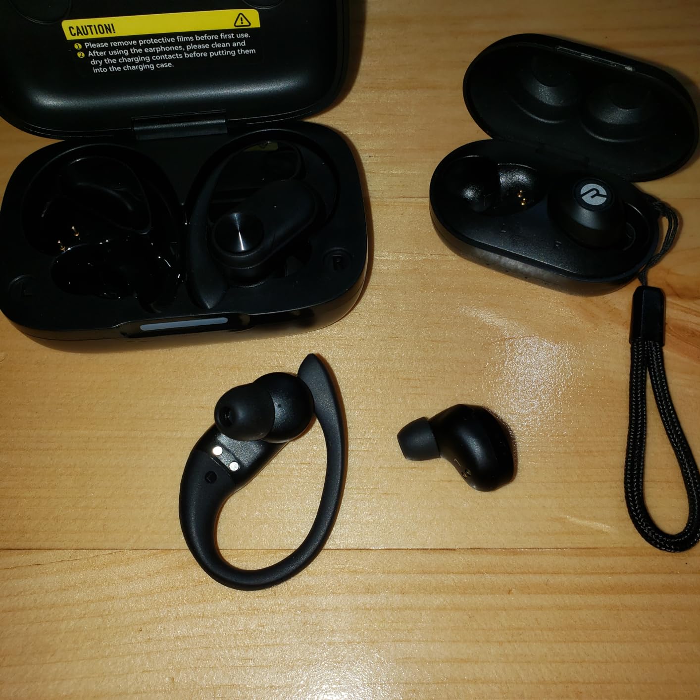 PocBuds Bluetooth Headphones Wireless Earbuds 80hrs Playtime Wireless Charging Case Digital Display Sports Ear Buds with Earhook Deep Bass IPX7 Waterproof Over-Ear Earphones for TV Phone Laptop Black customer photo 1