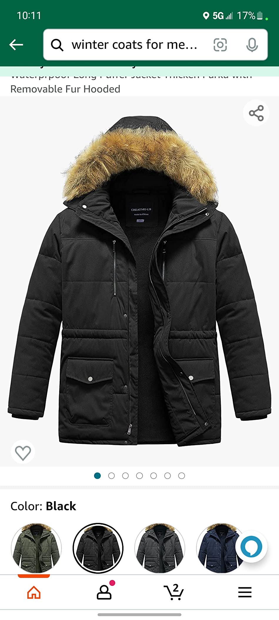 CREATMO US Men's Big and Tall Winter Coat Waterprpoof Long Puffer Jacket Thicken Parka with Removable Fur Hooded customer photo 2