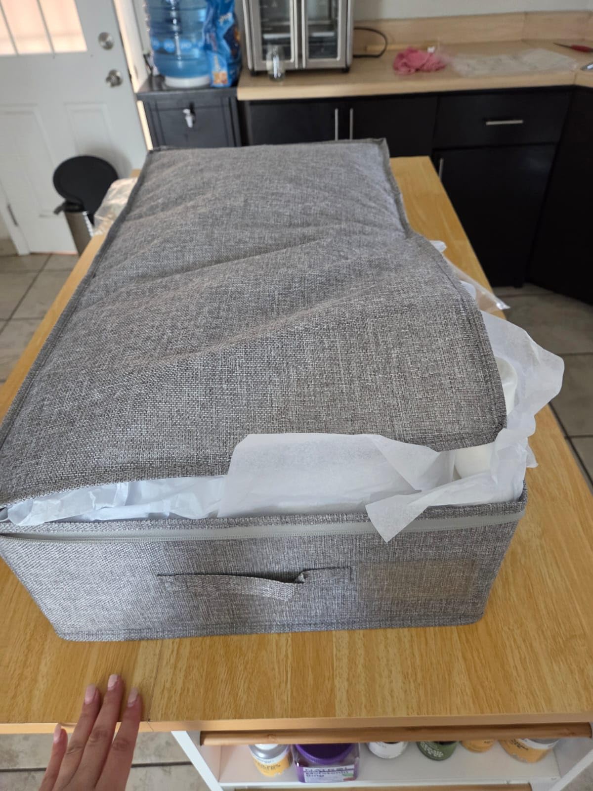 Glenmal Wedding Dress Storage Box Kit Gray White | 100 Sheets Acid Free Tissue with Gloves, Wedding Clothing Gown Preservation, Protects from Yellowing, Archival Bridal Kit customer photo 2