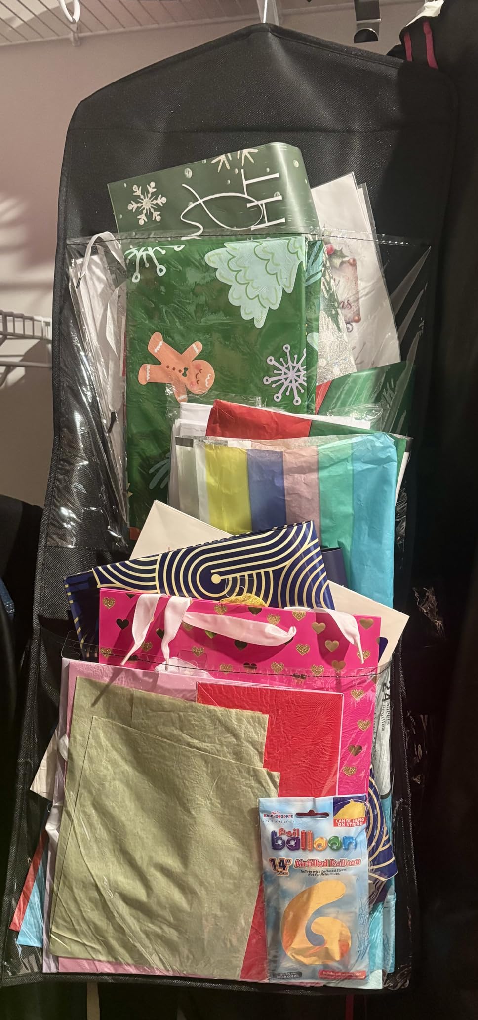 EXLIFBAG Wrapping Paper Storage, Double-Sided Hanging Storage, Black customer photo 1