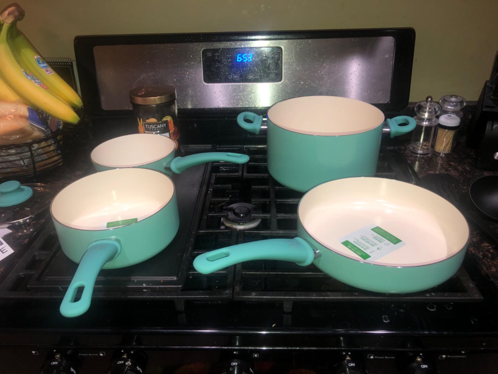 GreenLife 16 Piece Ceramic Nonstick Pots & Pans Cookware Set, Cream customer photo 1