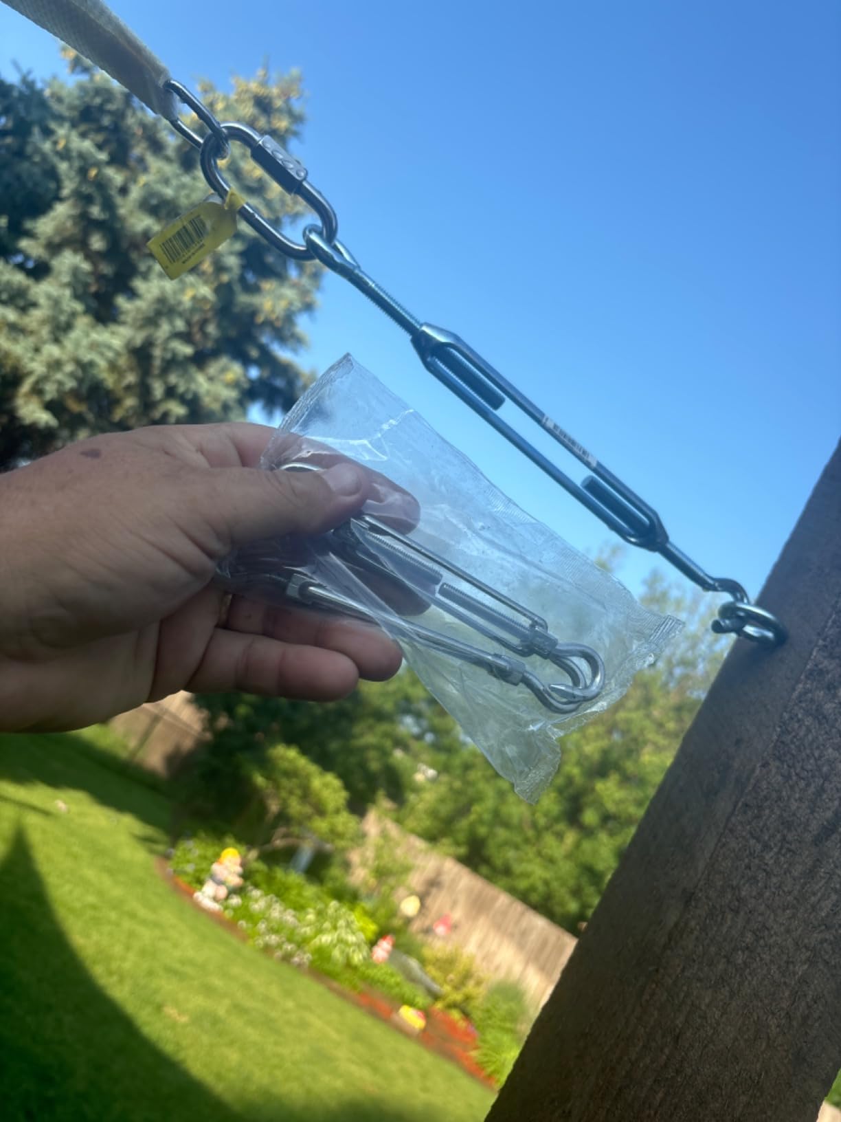 Shade Sail Hardware Kit Include Winches & Wire Rope, Anti-Rust Stainless Steel Sun Shade Hardware Kit for Rectangle Square Triangle Shade Sail Installation(71 PCS) customer photo 1