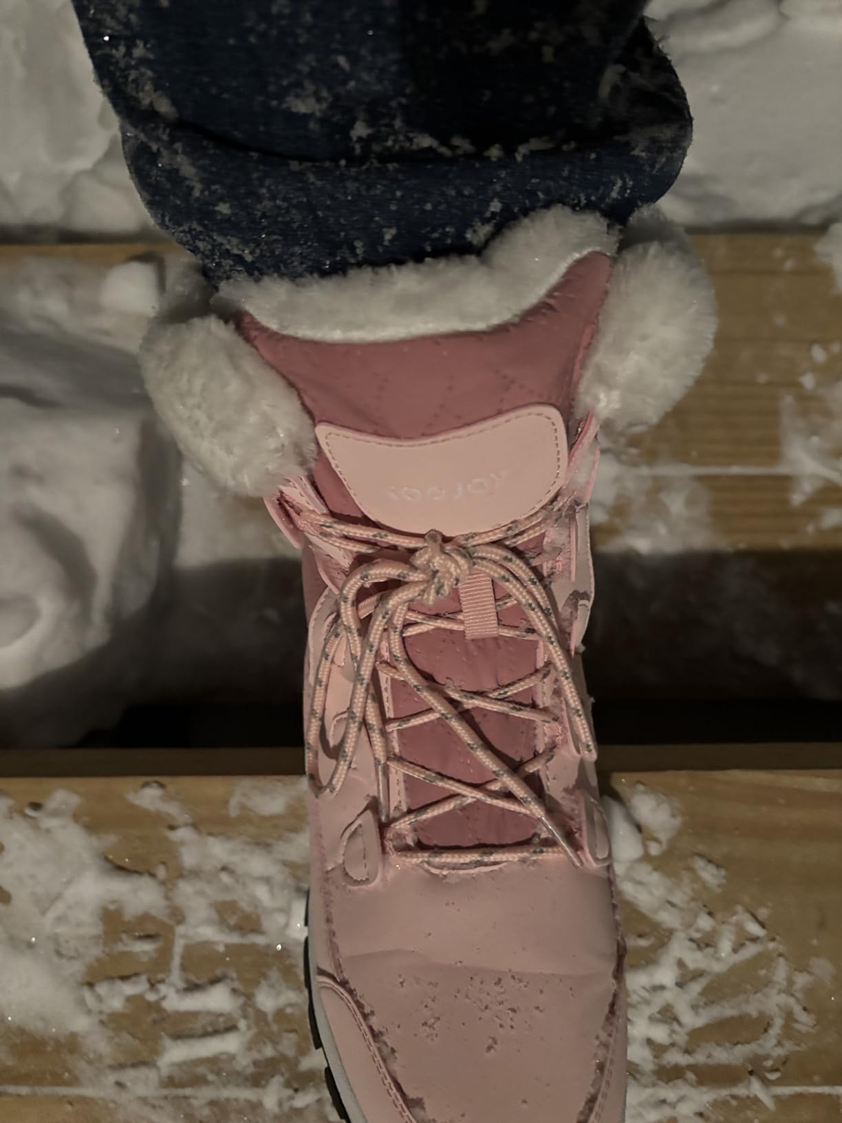 COOJOY Womens Waterproof Winter Snow Boots Warm Shoes Furry Mid Calf Lightweight Walking Hiking Booties customer photo 2