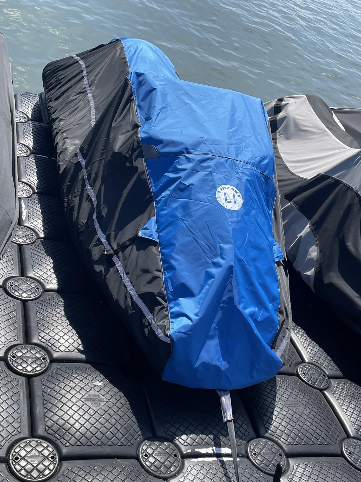 LIBZAKI Jet Ski Cover PWC Cover 2-3 Seats Heavy Duty Waterproof 600D UV Resistant Fits for Yamaha Sea-Doo Kawasaki up to 136~145in Black customer photo 2