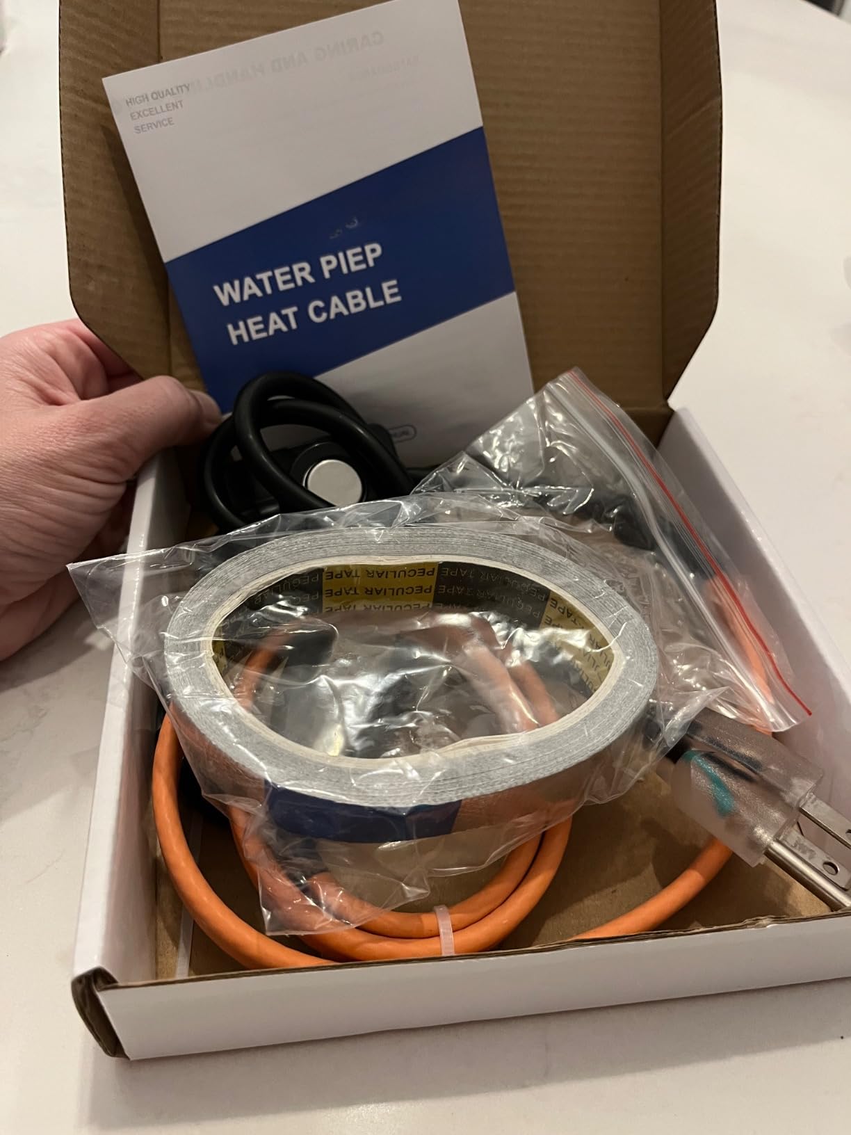 Cupohus 3FT Heat Tape for Water Pipes with Thermostat for Freeze Protection | Self-Regulating Heat Trace Cable for Metal & Plastic Pipes, Pipe Heat Tape Keeps Water Flowing at -40°F, 110-120V customer photo 1