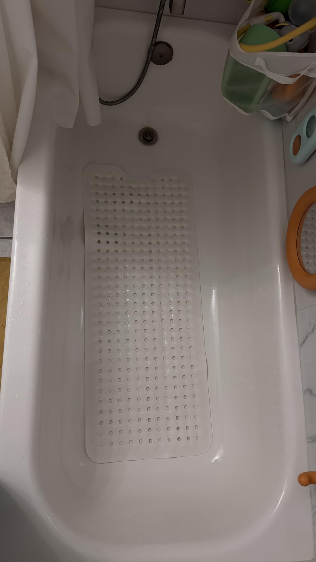 TEESHLY Bath Tub and Shower Mats, Non Slip 40 x 16 Inch Extra Large Bathtub Mat, Machine Washable Bathmat with Drain Holes, Suction Cups for Bathroom Floor, Gray customer photo 2