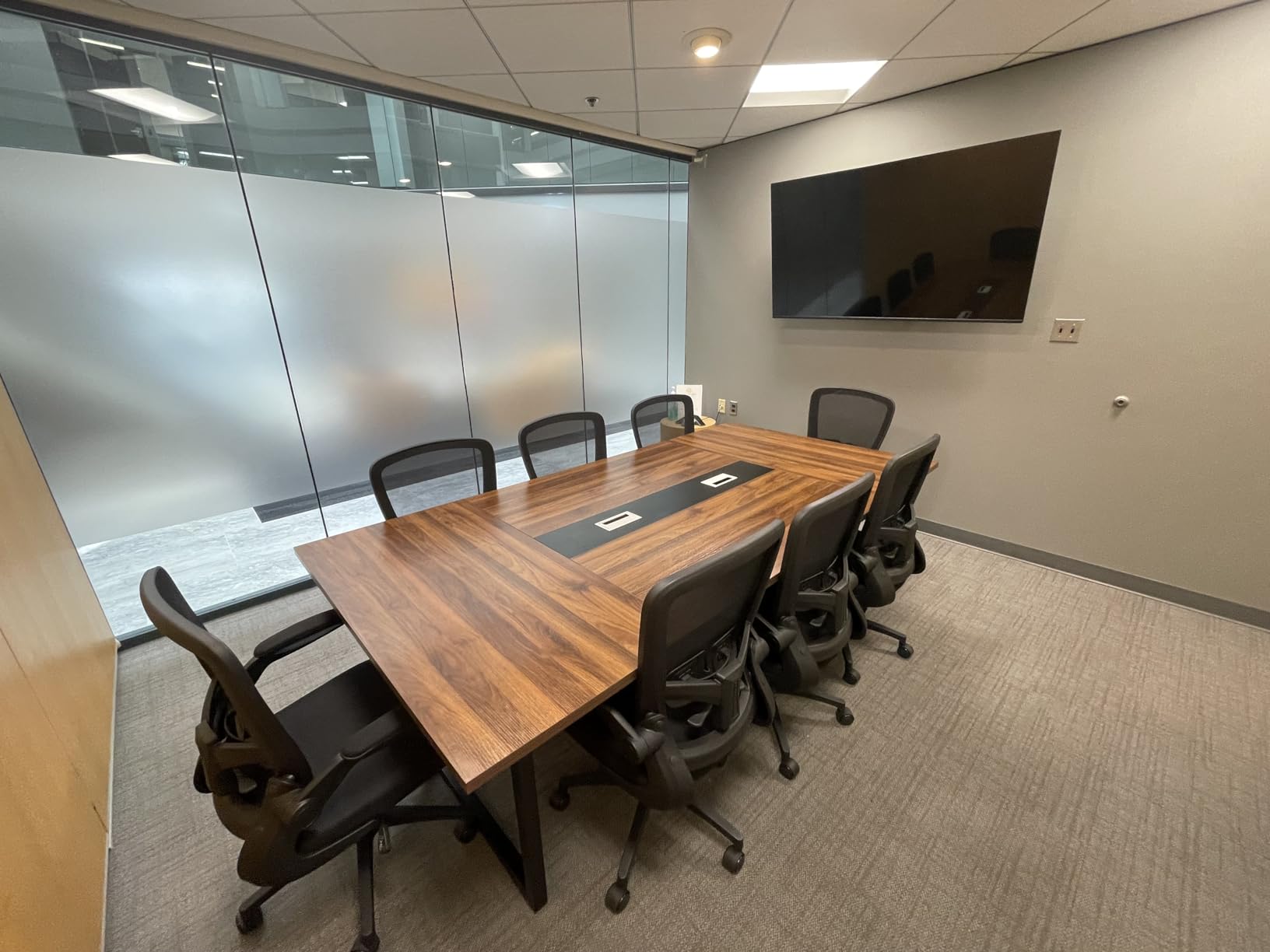 Tribesigns 8FT Conference Table, 94.49 L x 47.24 W x 29.53 H Inches Large Meeting Podcast Table for 10 People, Business Style Wooden Training Table with Strong Metal Frame for Office Conference customer photo 1