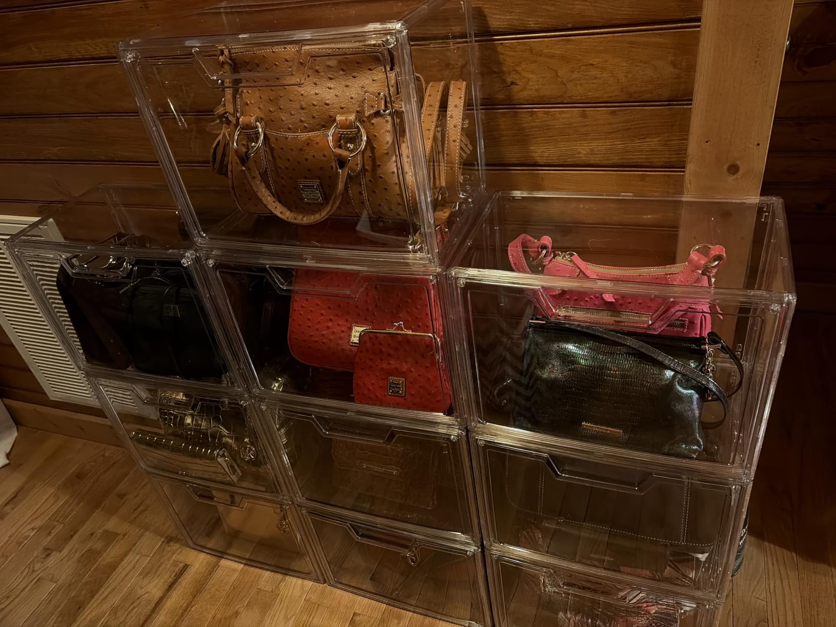 Purse Organizer for Closet, Clear Acrylic Display Case for Handbag Organizer, Purse Storage Box with Magnetic Door, Plastic Storage Bins for Book, Collectibles, Cosmetic (5 Pack) customer photo 1