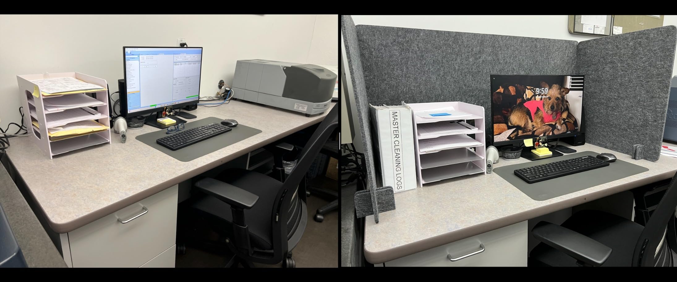 Buryeah 3 Pcs Desk Divider Desk Partition 23.6 x 47.2, 23.6 x 23.6 Stand up Freestanding Cubicle Privacy Panel Reducing Noise Visual Distraction Divider for Office Home School (Deep Gray) customer photo 2