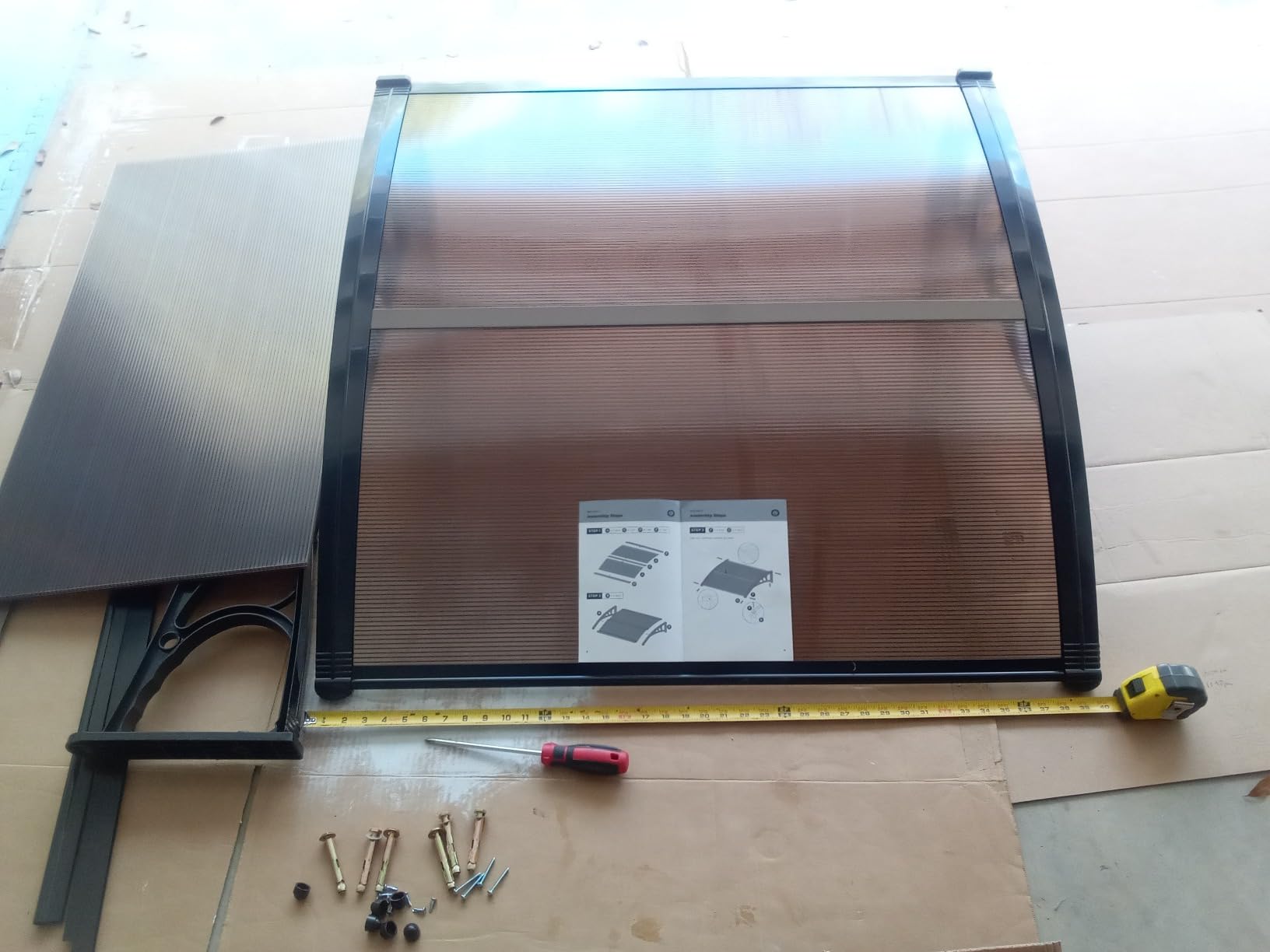 VIVOHOME Polycarbonate Window Door Awning Brown 38 Inch x 78 Inch customer photo 1