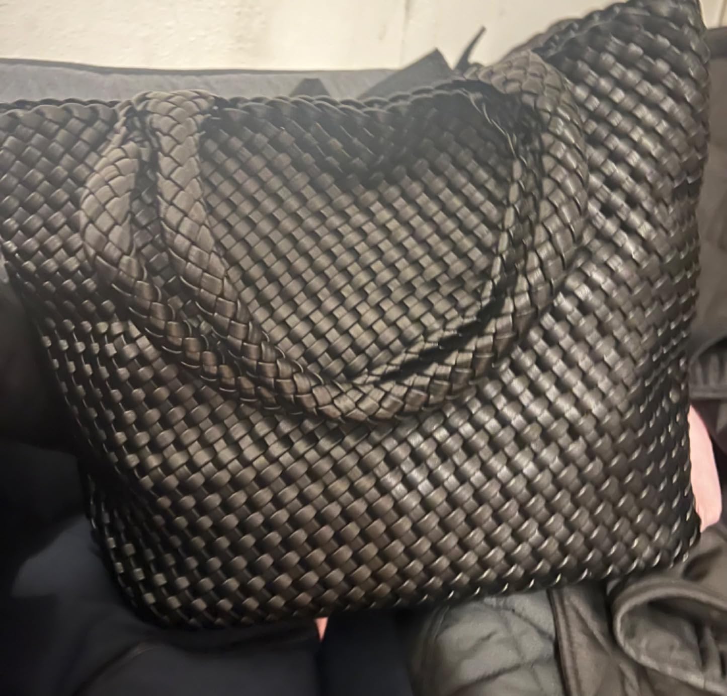 MELOLILA Woven Leather Handbag - Large Tote Bag for Women - Fashion Vegan Leather Tote customer photo 2