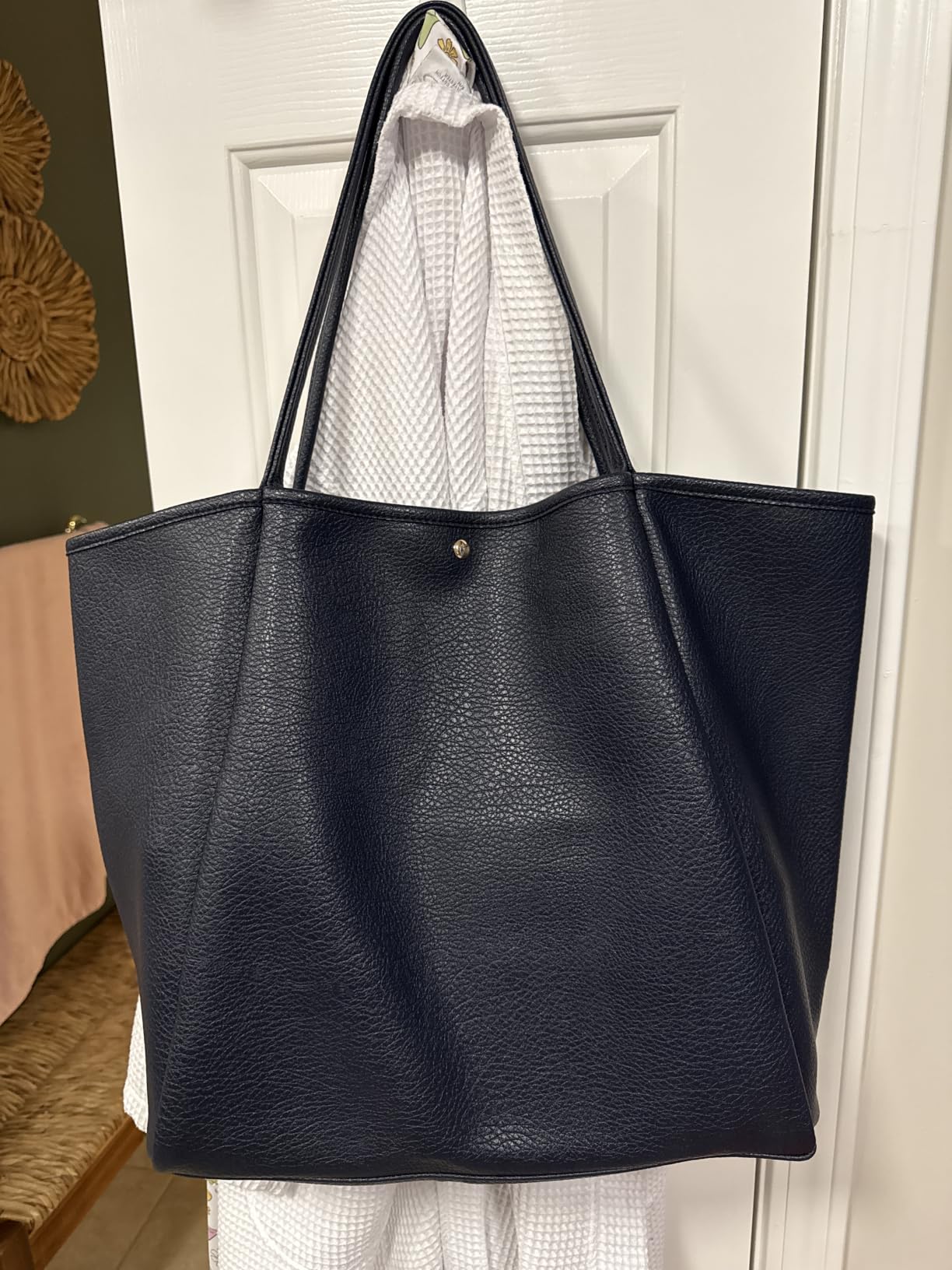 Oversize Pu Leather Tote Women Weekender Bag Shopper Handbag Travel Purse customer photo 2