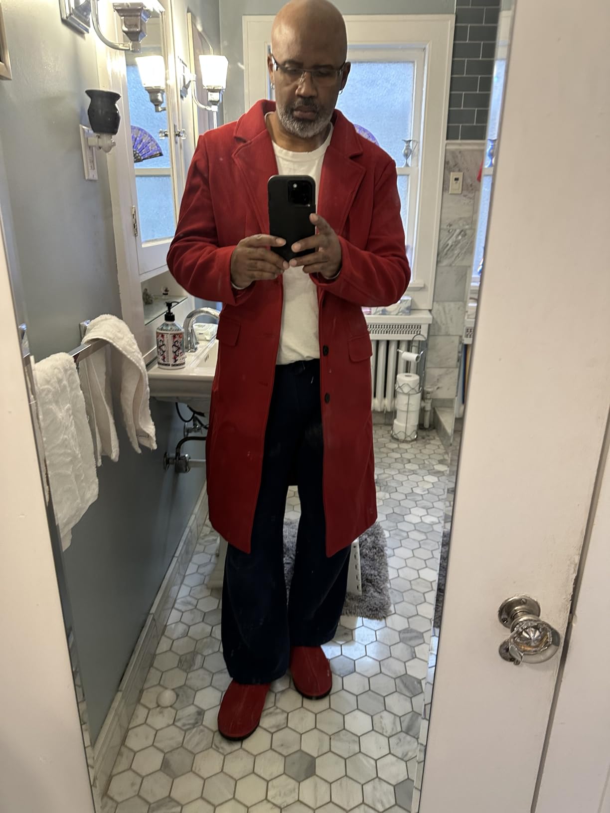 SOMTHRON Mens Trench Coat Single Breasted Long Pea Coat Overcoat customer photo 1