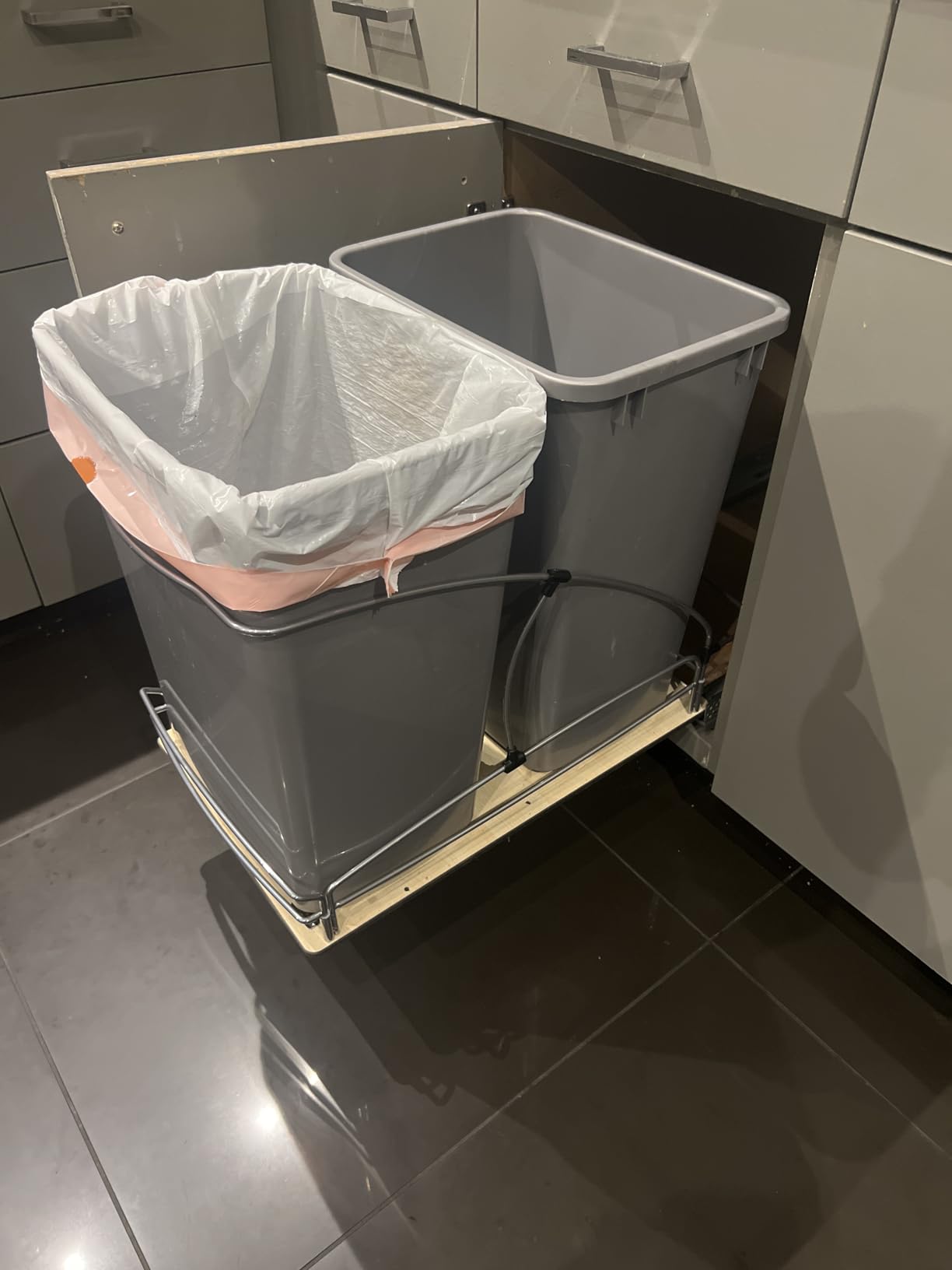 Rev-A-Shelf Double Pullout Trash Can w/Soft-Close Slides, 14.5
