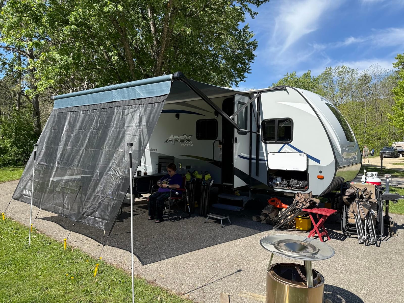 RV Awning Sun Shade Screen, 600D Top+ 8.11oz Bottom, for Awning 10'x17'3'' | RV Awning Sun Shade Screen with Zipper, 95% UV Protection, Easy Install Sunscreen Shade Complete Kits for Trailer Awning customer photo 2