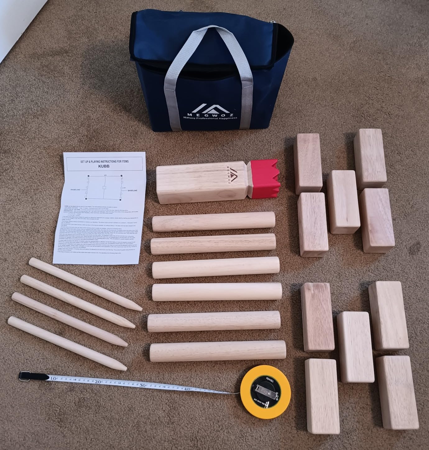 MEGWOZ Kubb Yard Game Set Wooden Viking Chess Outdoor Game for Kids Family customer photo 1