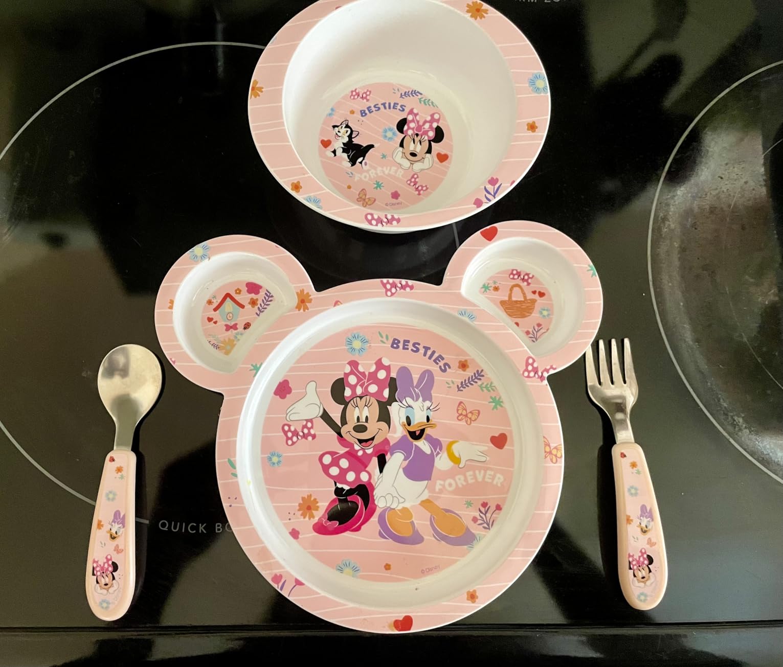 The First Years Bluey 4-Piece Place Setting - BPA Free Dishwasher Safe Toddler Dinnerware Set with Divided Plate, Bowl, Fork, Spoon - Multicolor customer photo 2