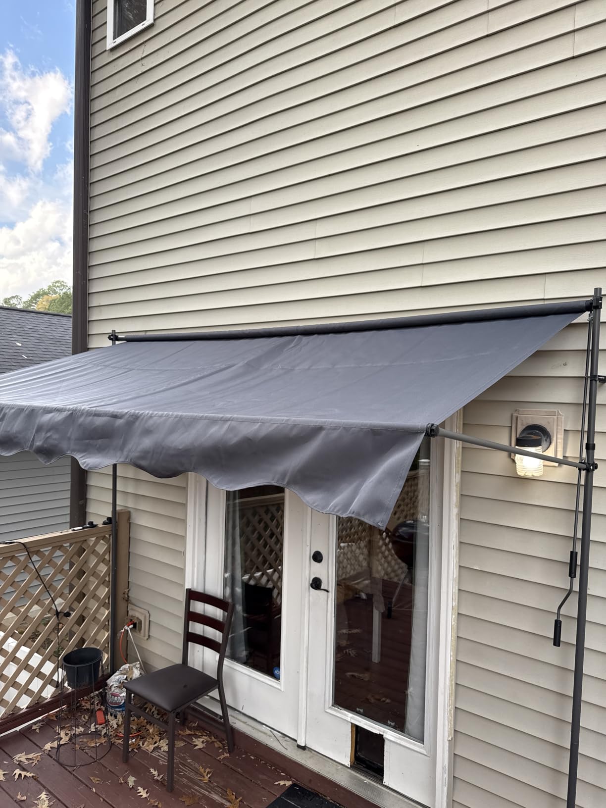 KELIXU Manual Retractable Awning, 118-Inch Adjustable Retractable Awnings for Patio Door Exterior Sunshade Shelter, Window Awning Canopy with UV Protection for Backyard, Garden, Balcony - Gray customer photo 1