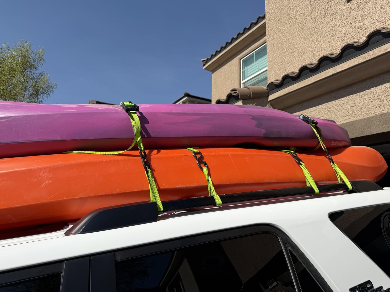 Motorcycle Tie Down Strap (4PK) - 2,100lb Break Strength Premium 15ft Ratchet Tie Down Straps Set, Soft Loop Ratchet Straps for Moving Appliances, Lawn Equipment, Cargo Straps for Trucks customer photo 1