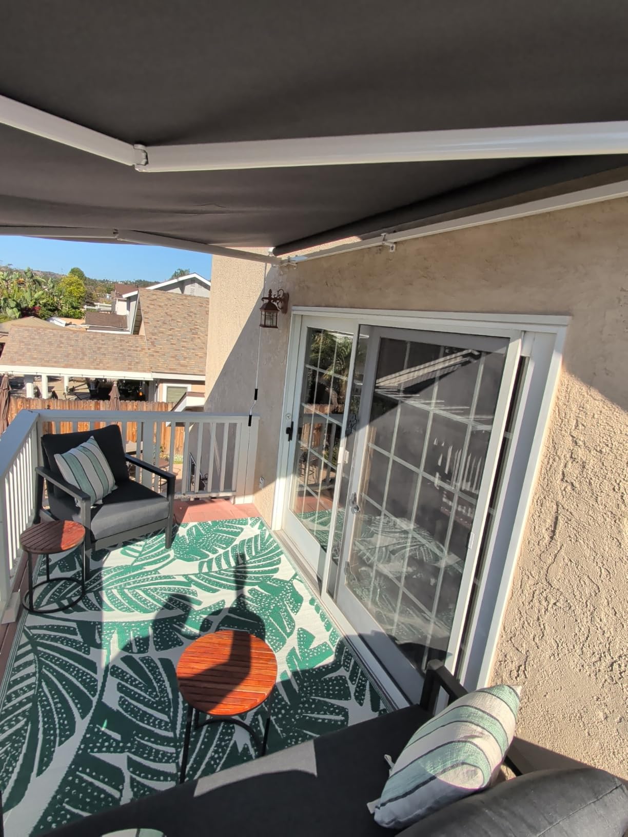 Yardenaler 10x8 FT Manual Retractable Patio Awning, Outdoor Window Sun Shade Shelter with Crank Handle & Canopy for Deck, Backyard, Garden, Balcony, Gray customer photo 2