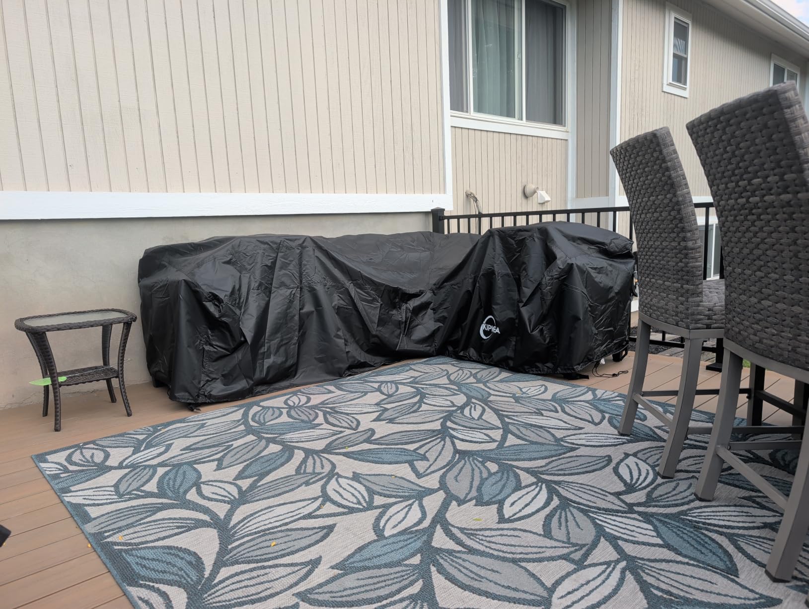 Kipiea Patio V-Shaped Sectional Sofa Cover, 420D Heavy-Duty Oxford Fabric Outdoor Sectional Cover with 6 Windproof Buckles, Anti UV and No Tears, No Fading (85