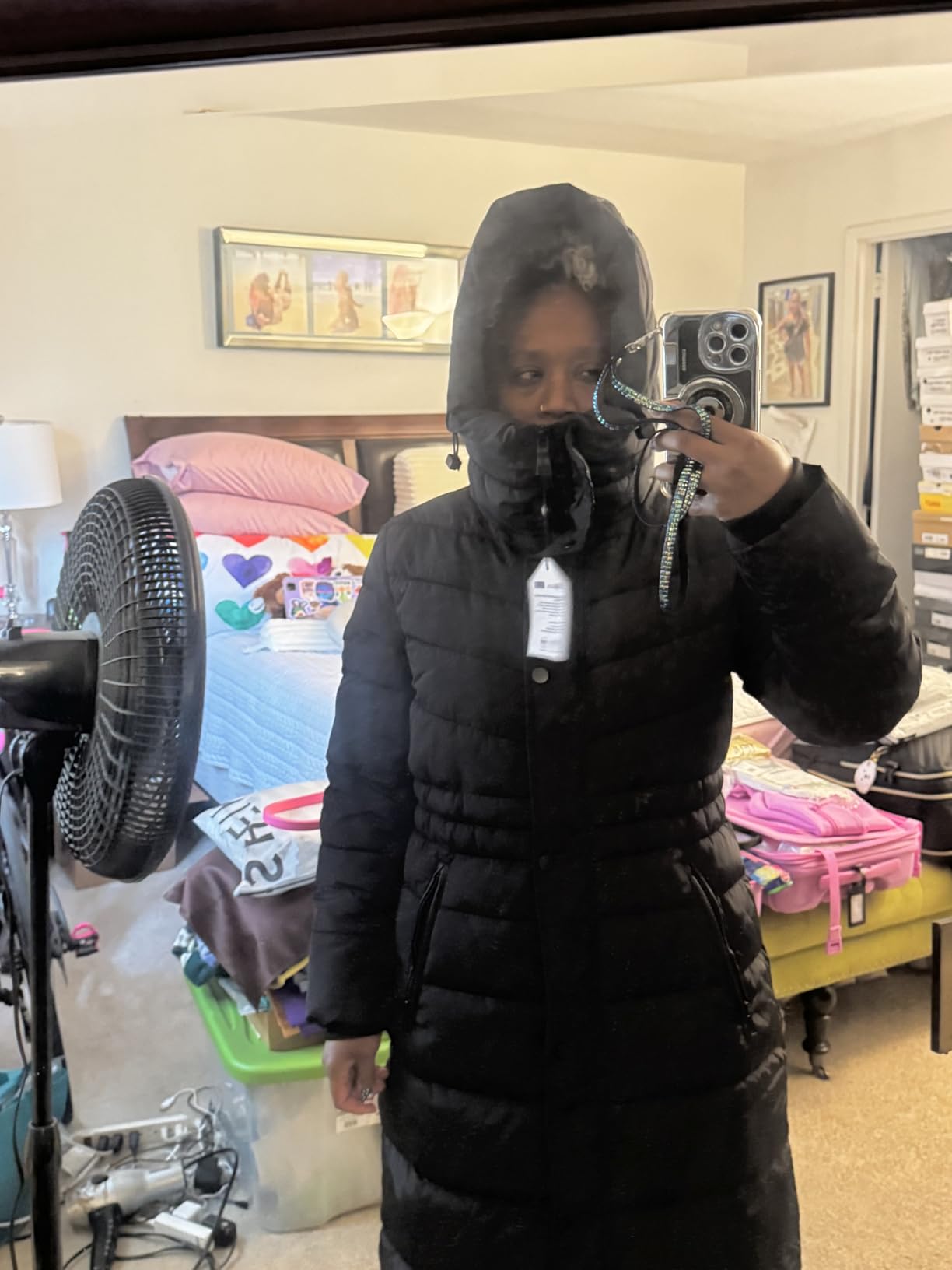 IKAZZ Women's Winter Coats, Thickened Warm Insulated Vegan Down Long Parka Jacket with Hood customer photo 1