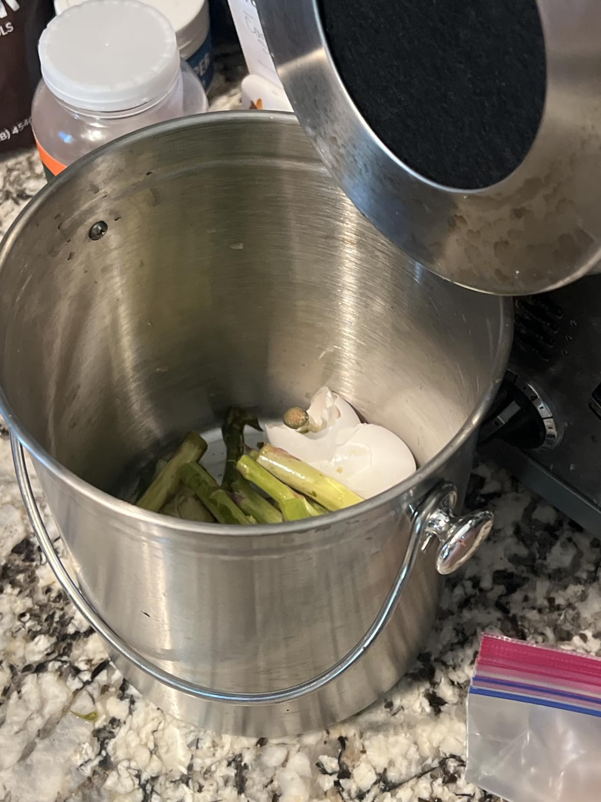 ENLOY Compost Bucket for Kitchen Countertop, 1.3 Gallon, Stainless Steel | Compost Bucket with Lid, Odorless Food Waste Bucket with 2 Charcoal Filters, Indoor Compost Pail for Kitchen with Handle customer photo 2