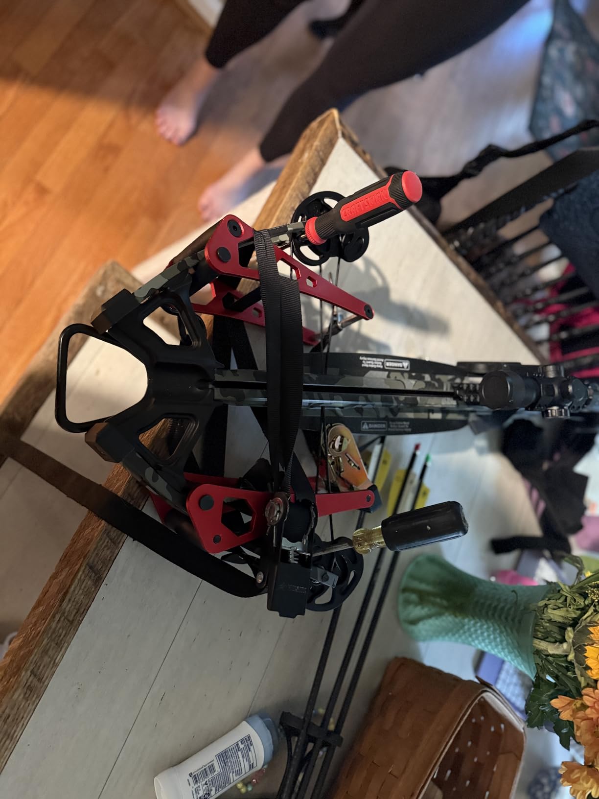 Archery Compound Bow Press, Aluminum Tool for Bowstring Replacement | Effortless limb compression, non-scratch pads, precise tension control, split & solid limb fit, field & workshop use customer photo 2