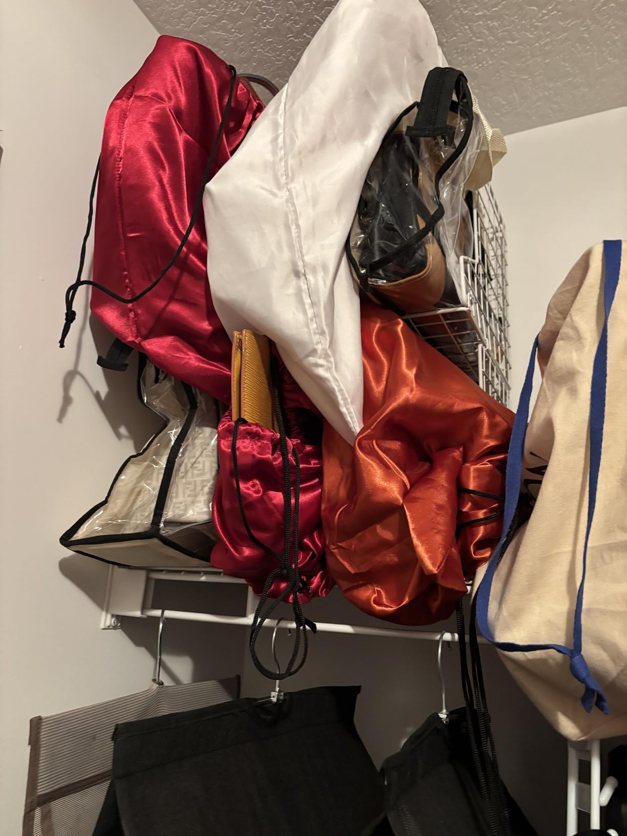Sonyabecca Purse Organizer for Closet: Adjustable 2-Pack Dividers Purse Organizer-Stackable Wire Handbags Storage Baskets-Open Cabinets Wallets Tote Chain Bags Clutches-White customer photo 2