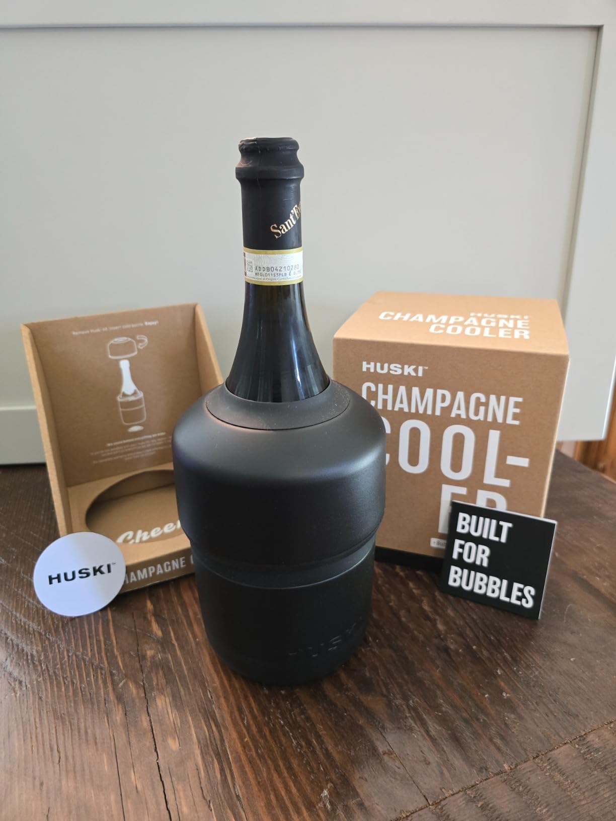 Huski Champagne Chiller | NEW | Award-Winning Iceless Design with Detachable Bottle Stopper | Keeps Wine Cold up to 6 Hours | Fits most 750ml Champagne, Prosecco & Sparkling Wine Bottles (Stainless) customer photo 2