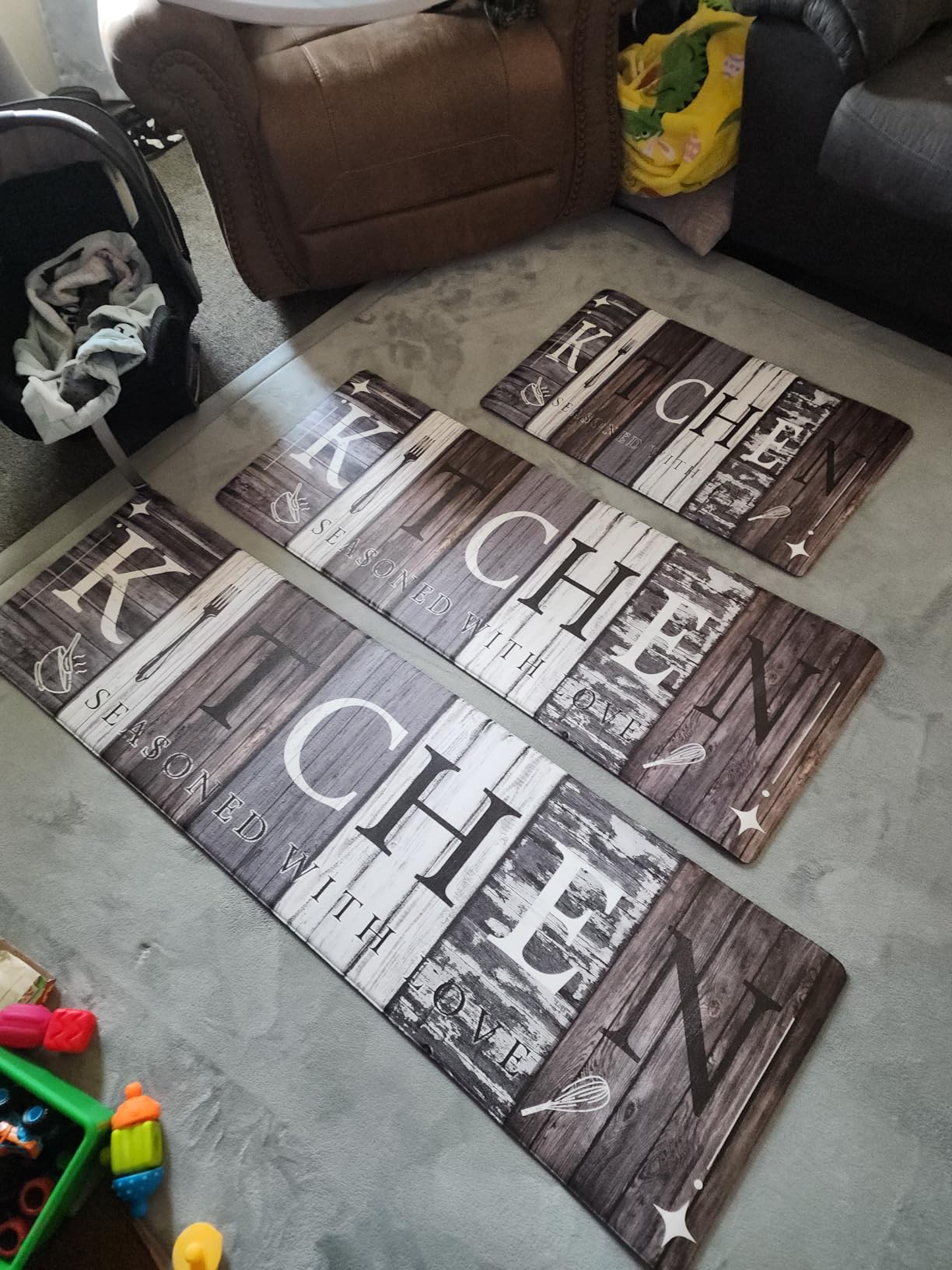Farmhouse Kitchen Rugs Sets of 3, Non-Slip Anti-Fatigue Mats for Floor customer photo 1