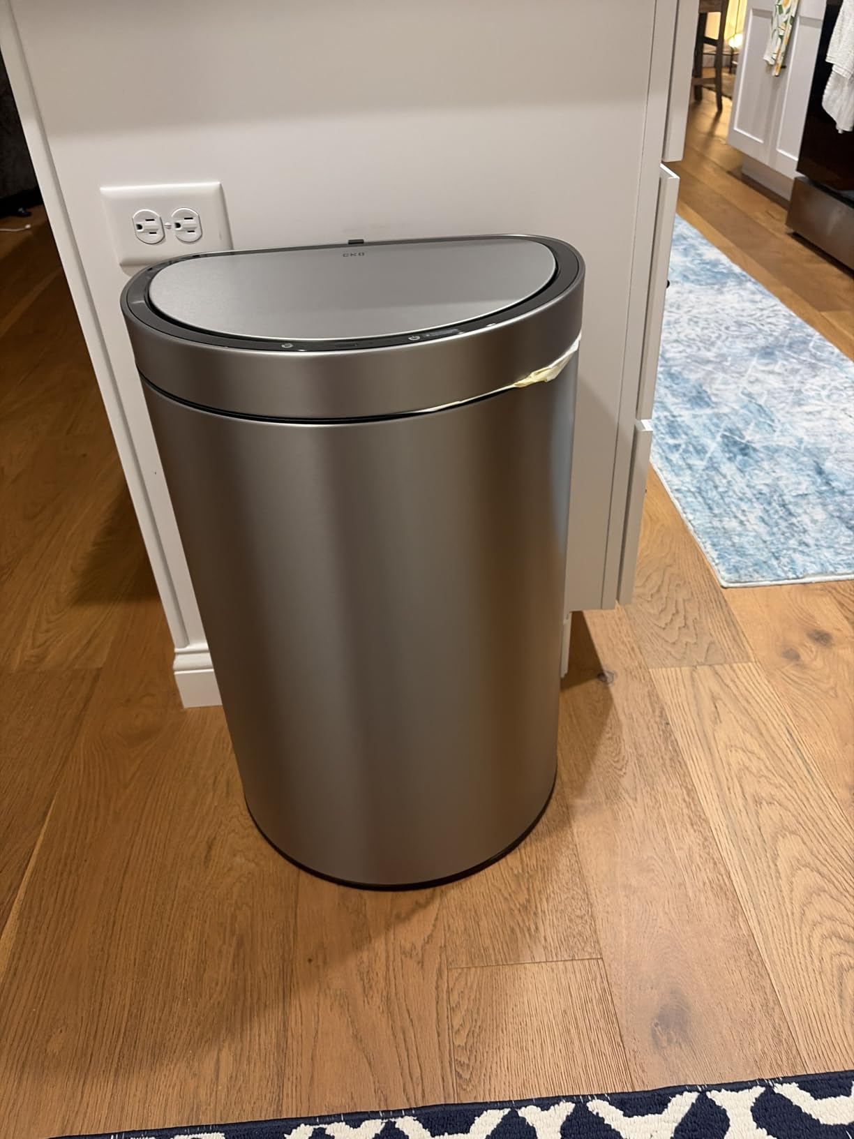 EKO Mirage Semi-Round Motion Sensor Trash Can or Recycling Bin, 47 Liter / 12.4 Gallon Automatic Large Kitchen Trash Can with Deodorizer Compartment, Removable Lid and Bucket, Matte Stainless Steel customer photo 1