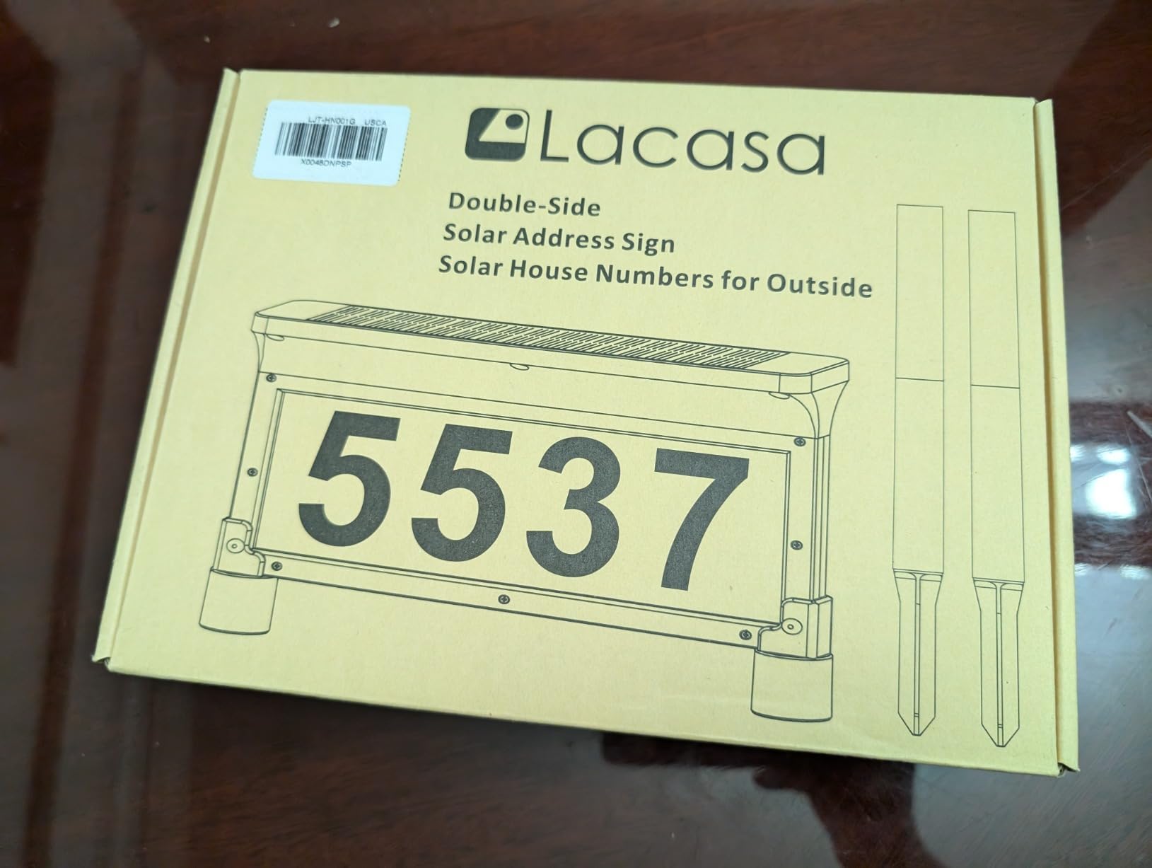 Lacasa Solar Address Signs, Dual-Sided Illumination Solar House Numbers, Waterproof Outdoor Solar Mailbox Number Plaque, 3-Color Modes, 1 Pack customer photo 1