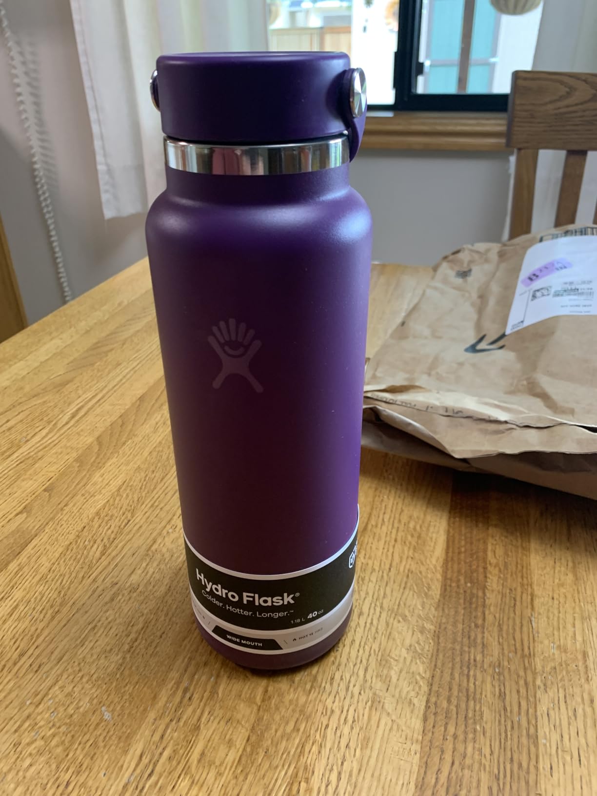 Hydro Flask Water Bottle - Insulated Stainless Steel - Wide Mouth FLex Lid, Non Spill, Leakproof and Refillable in 32 Oz Moonshadow customer photo 2