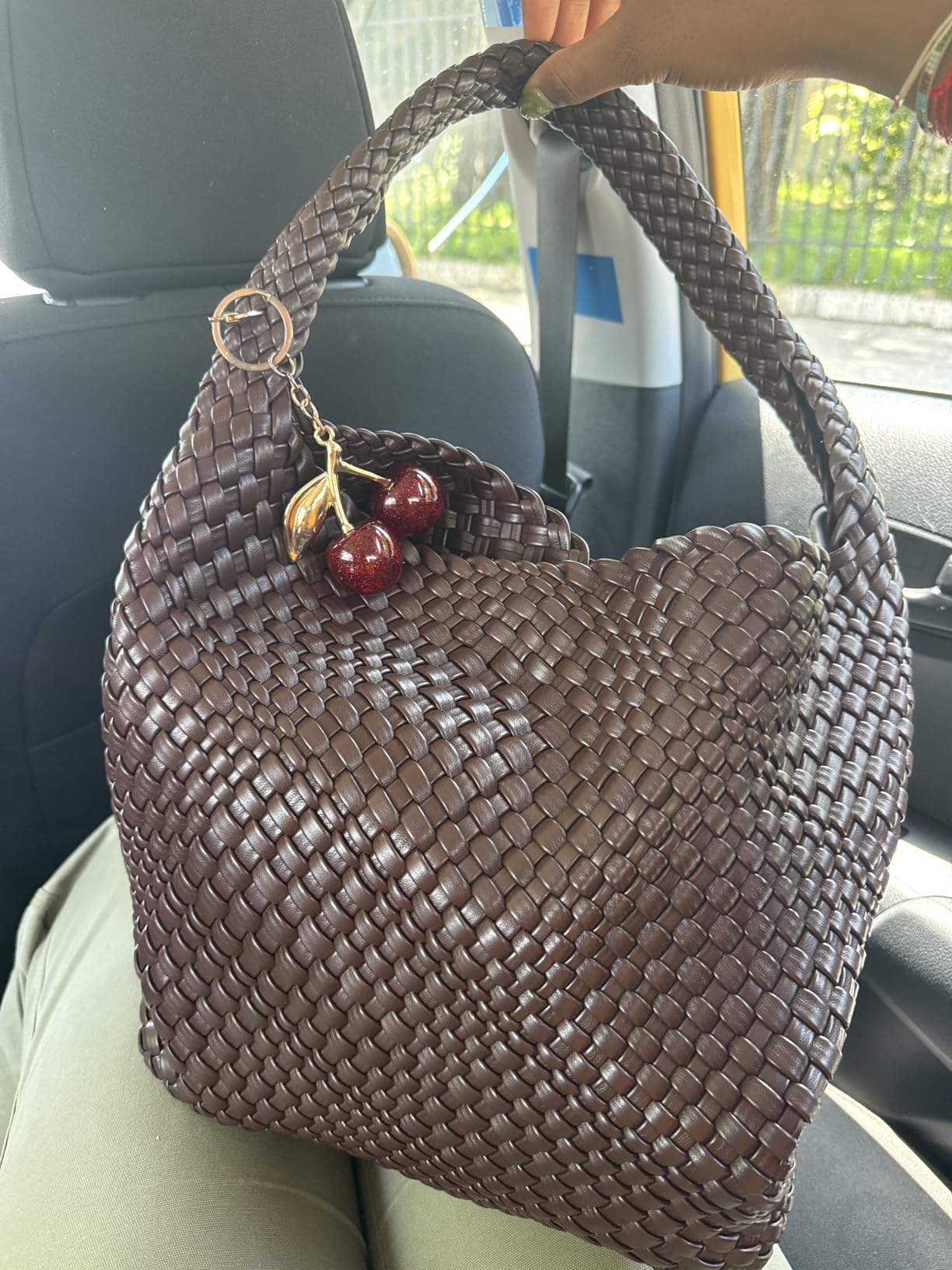 Woven Tote Bag for Women: Vegan Leather Purse for Weekend Vacation customer photo 1