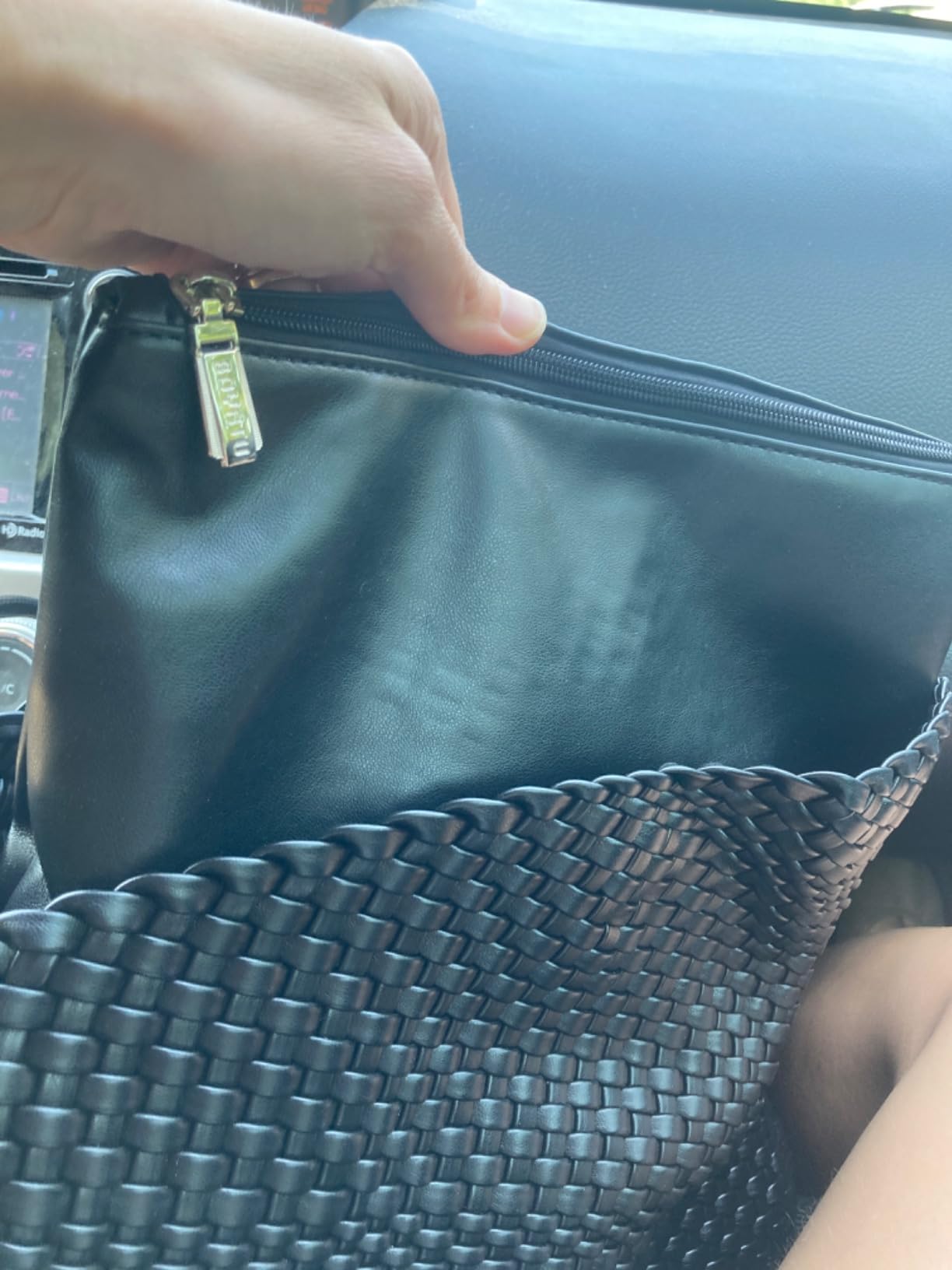 Woven Tote Bag for Women: Vegan Leather Purse for Weekend Vacation customer photo 2