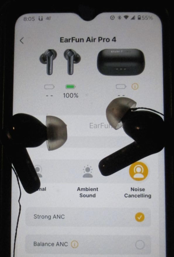 EarFun Air Pro 4 Adaptive Hybrid Noise Canceling Wireless Earbuds, Qualcomm Snapdragon Sound, aptX™ Lossless, 6 Mics AI CVC 8.0 Call, LDAC Hi-Res Audio, 52H Playtime, Bluetooth 5.4, in-Ear Detection customer photo 1