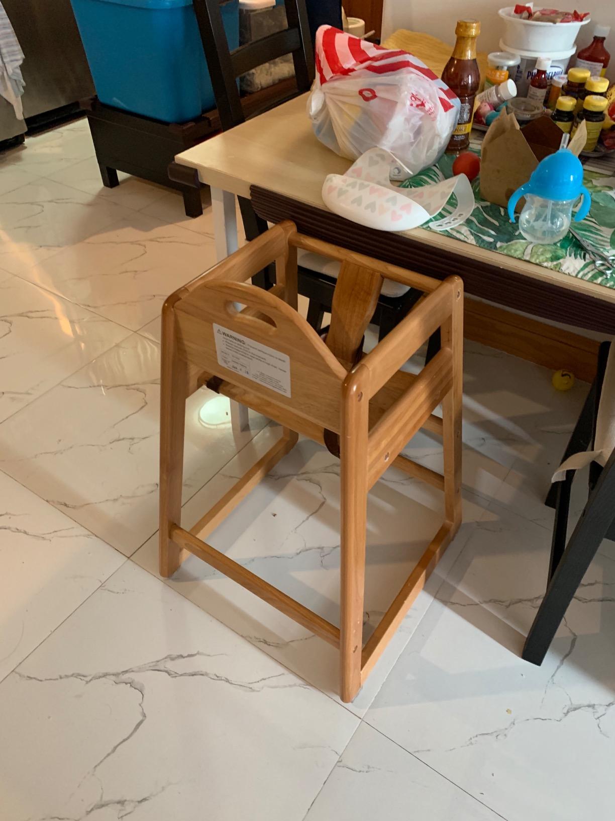 Wooden High Chair for Baby & Toddler – Restaurant-Style Stackable HighChair with Commercial Grade Solid Wood for Dining Table & Kitchen – Compact & Portable Design for Home & Restaurant Use - Black customer photo 2