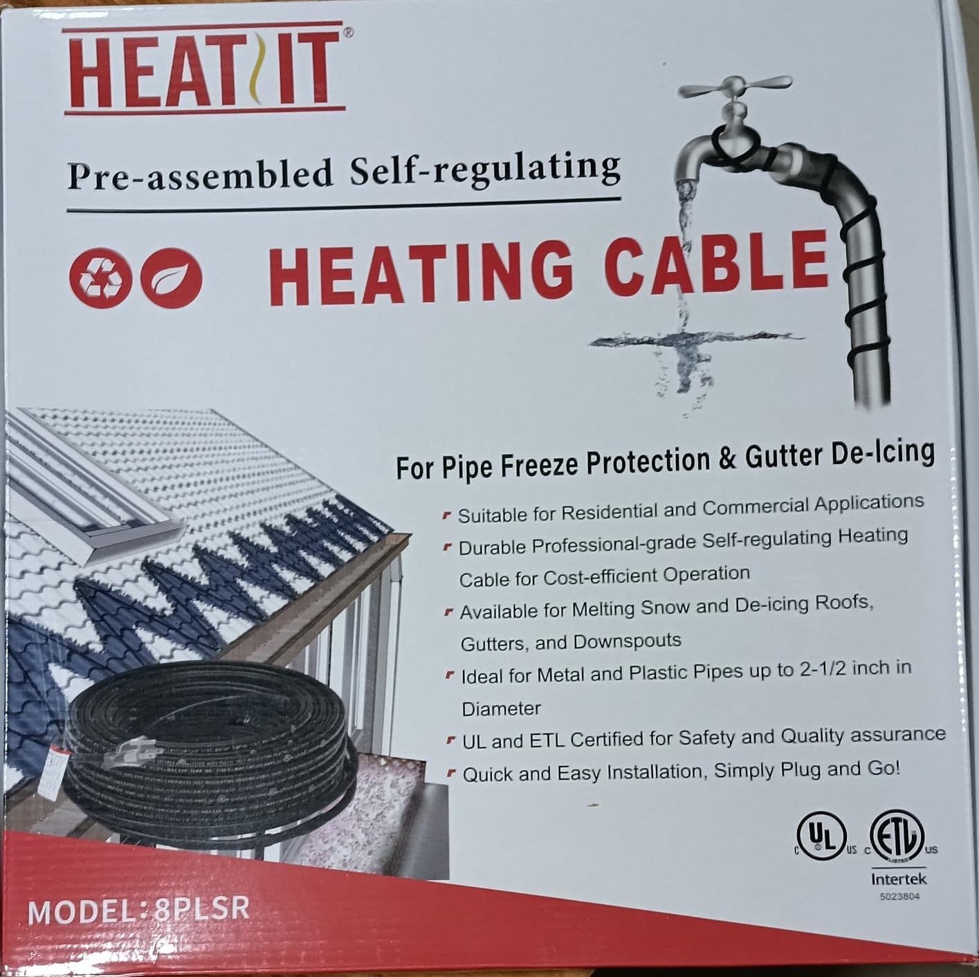 HEATIT 8PLSR 120ft 120V Self-Regulating Heat Cable, 8W/ft for Pipes & Roofs customer photo 1